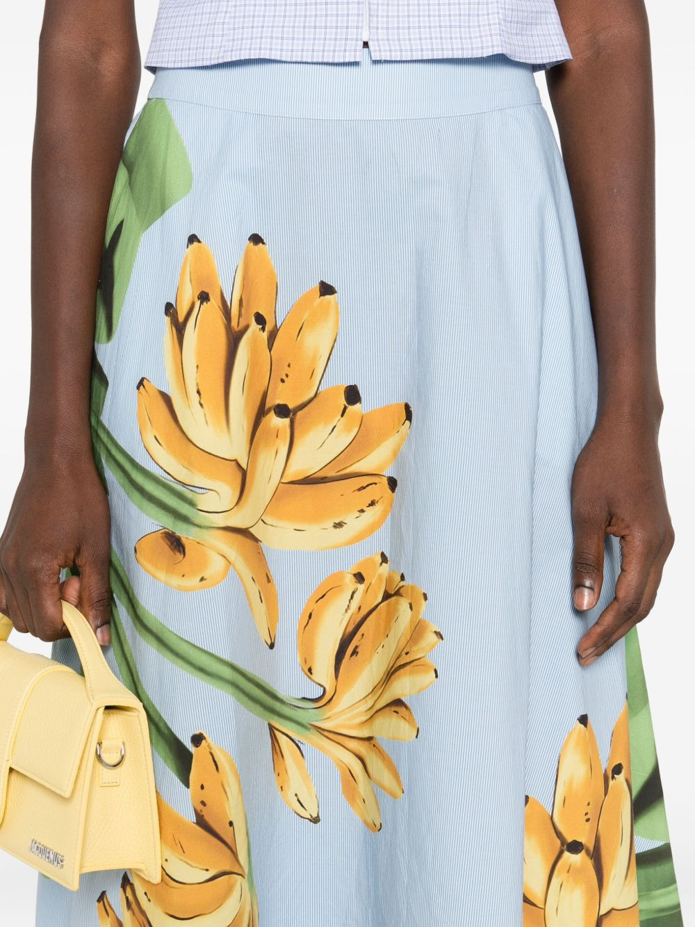 banana-print cotton midi skirt - 5