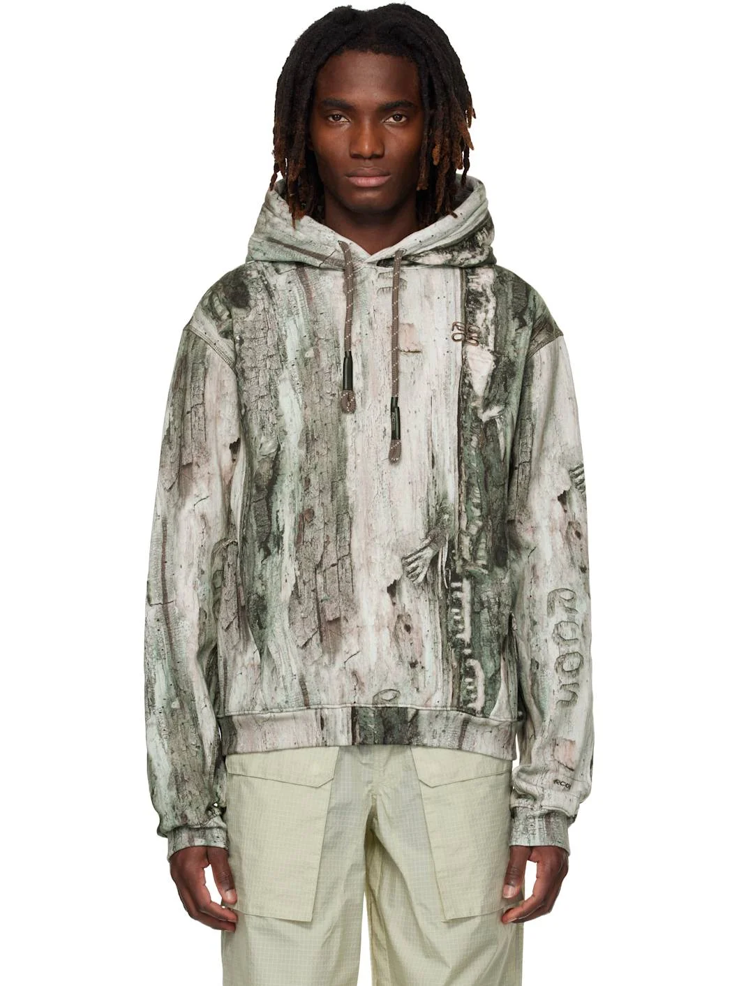 Beige & Khaki Stack Logo Hoodie - 1