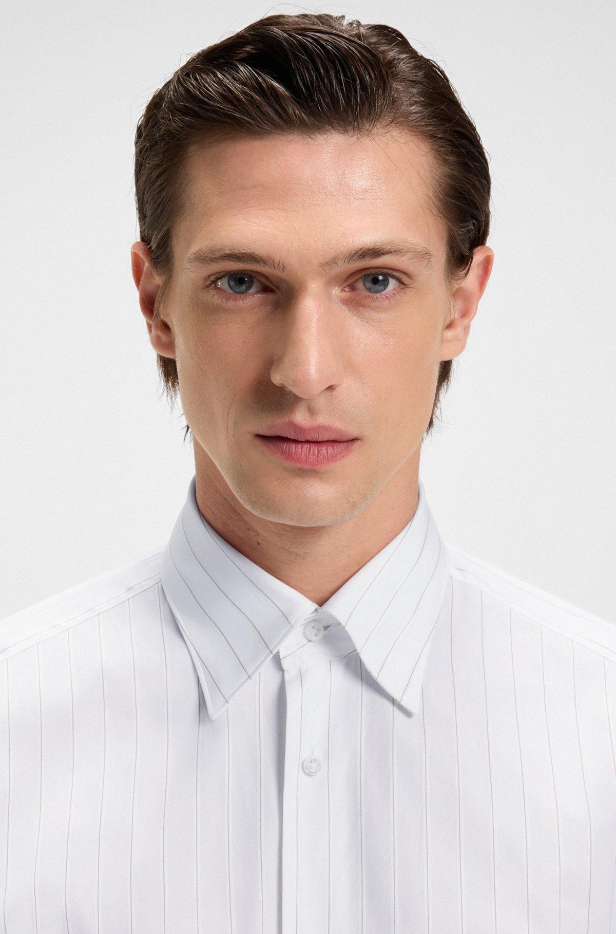 STRIPED SLIM-FIT SHIRT IN ITALIAN COTTON TWILL - 3
