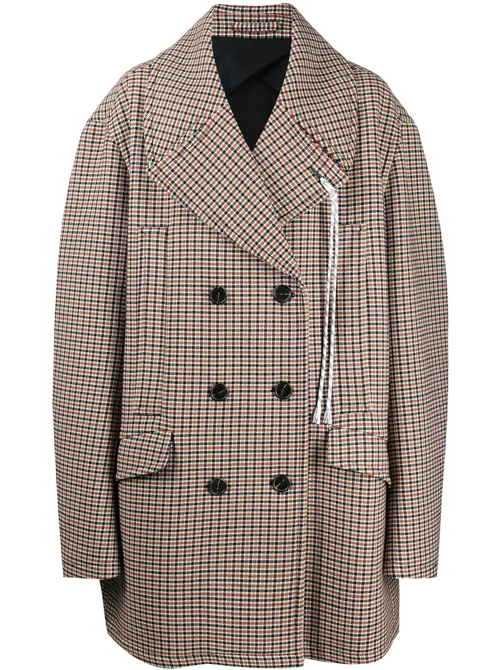 houndstooth double-breasted coat - 1