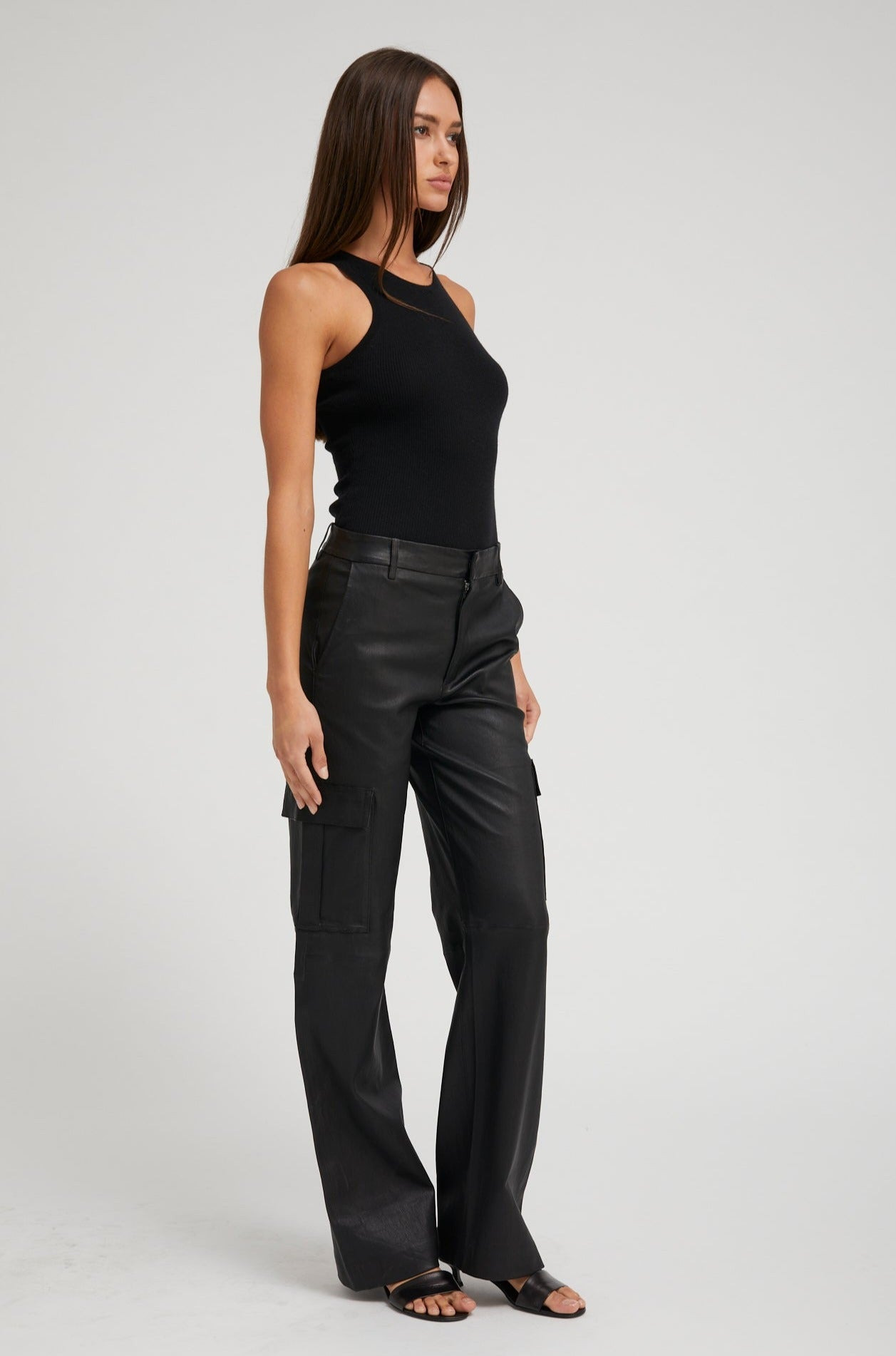 BLACK ULTRA FINE CASHMERE RACER TANK - 3
