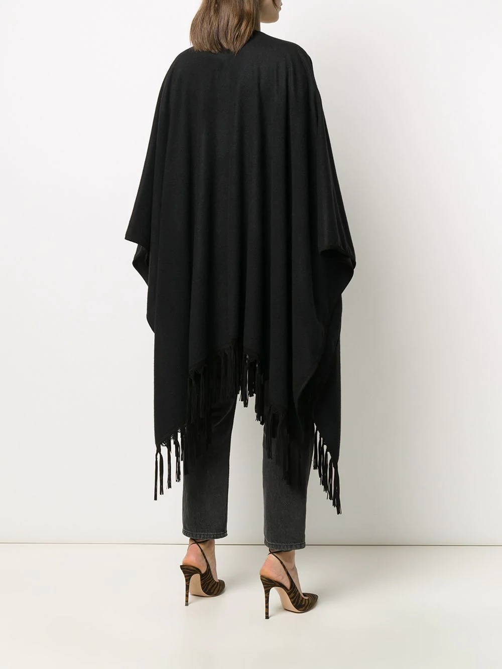 cashmere fringed poncho - 4