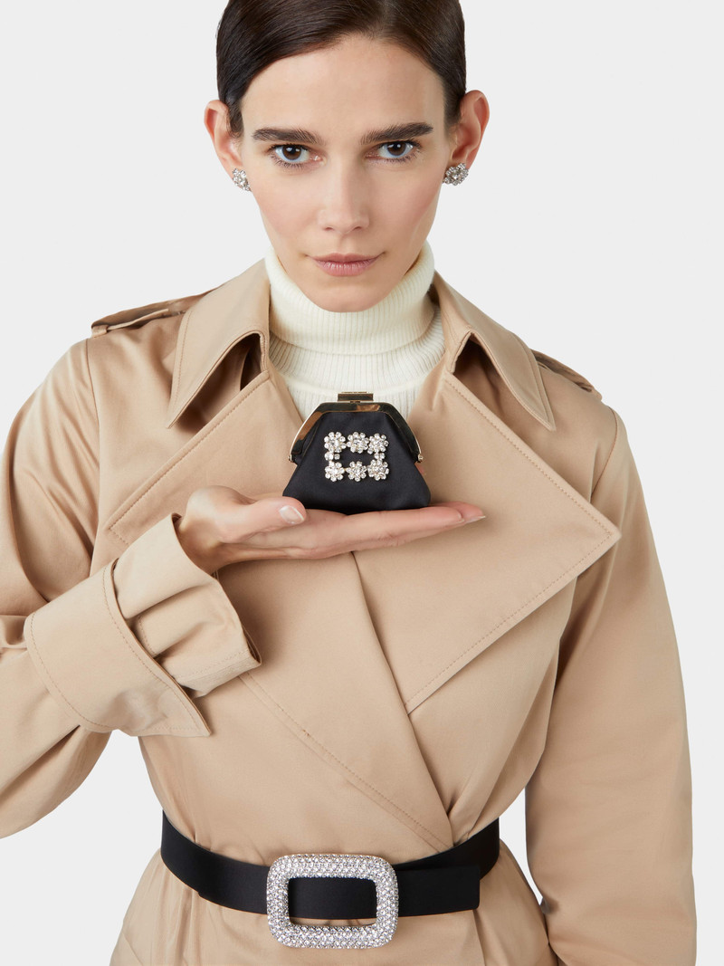 Flower Strass Buckle Coin Purse in Satin 6