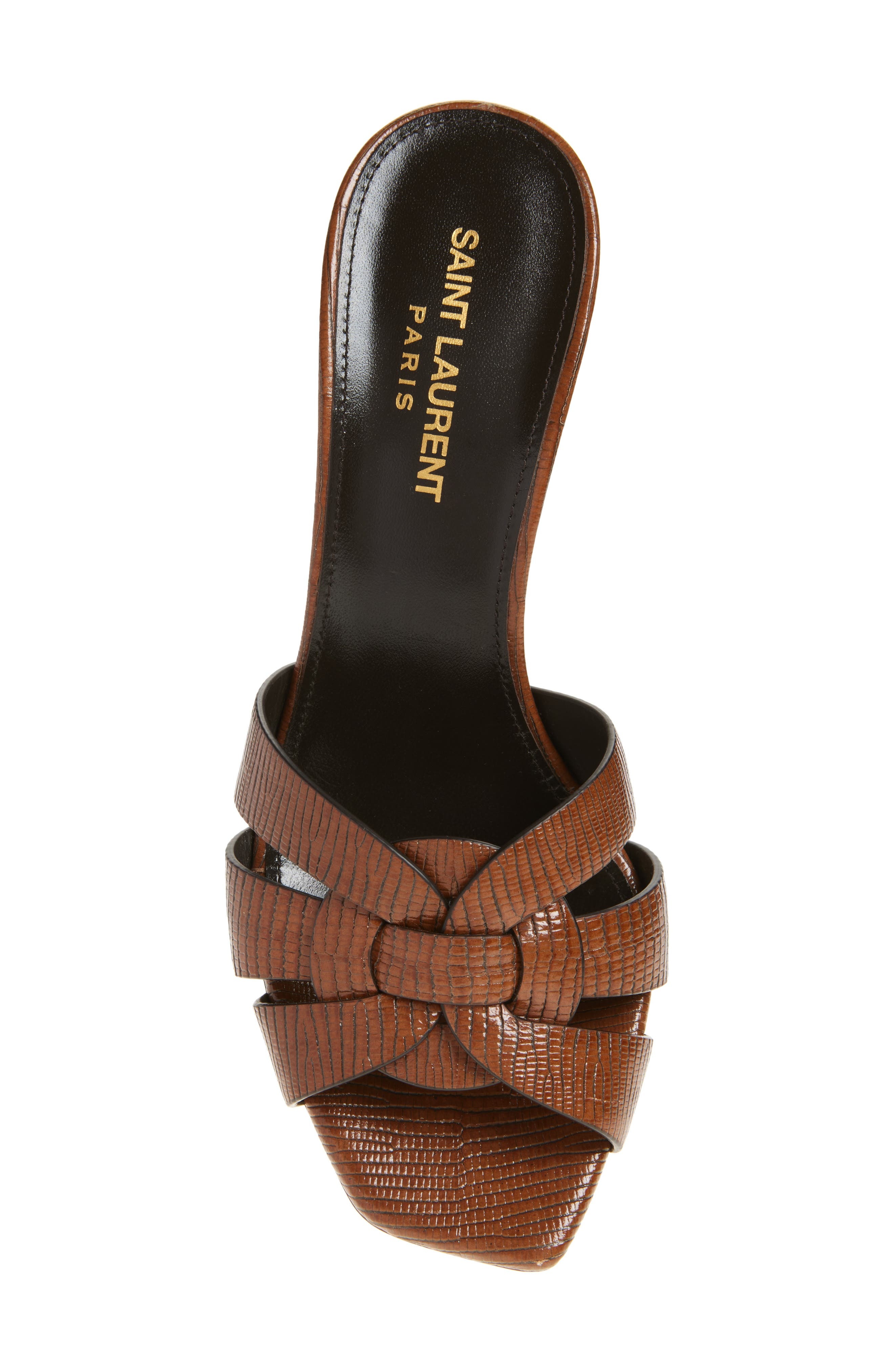 Saint Laurent Tribute Slide Sandal in Almond Brown at Nordstrom - 5