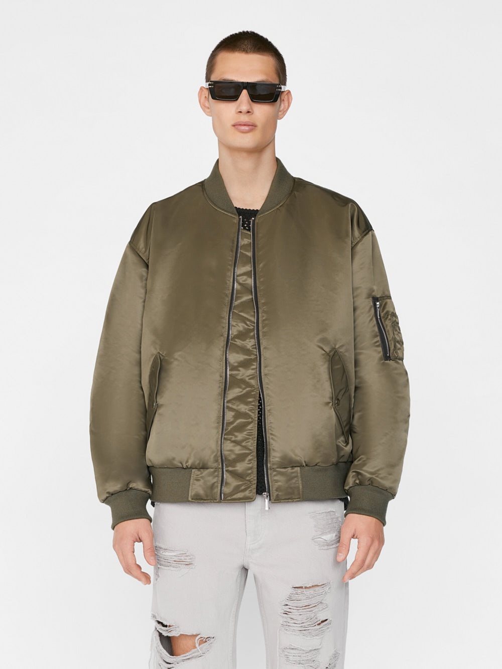 Nylon Bomber in Taupe - 3