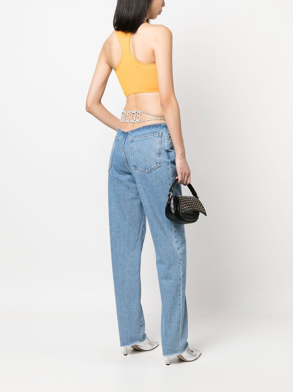 crystal-embellished detail straight jeans - 2