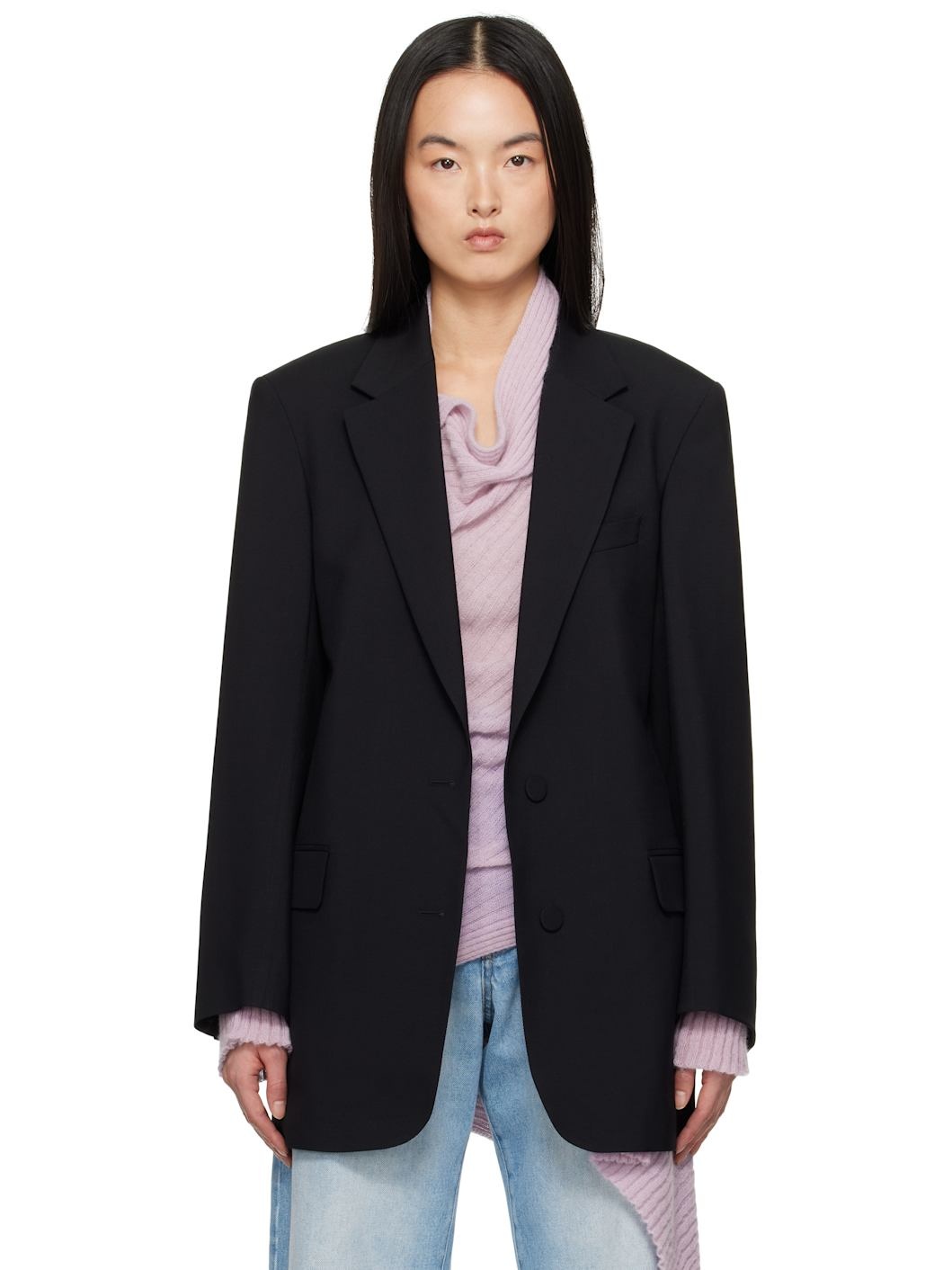 Black Wool & Mohair Blazer - 1