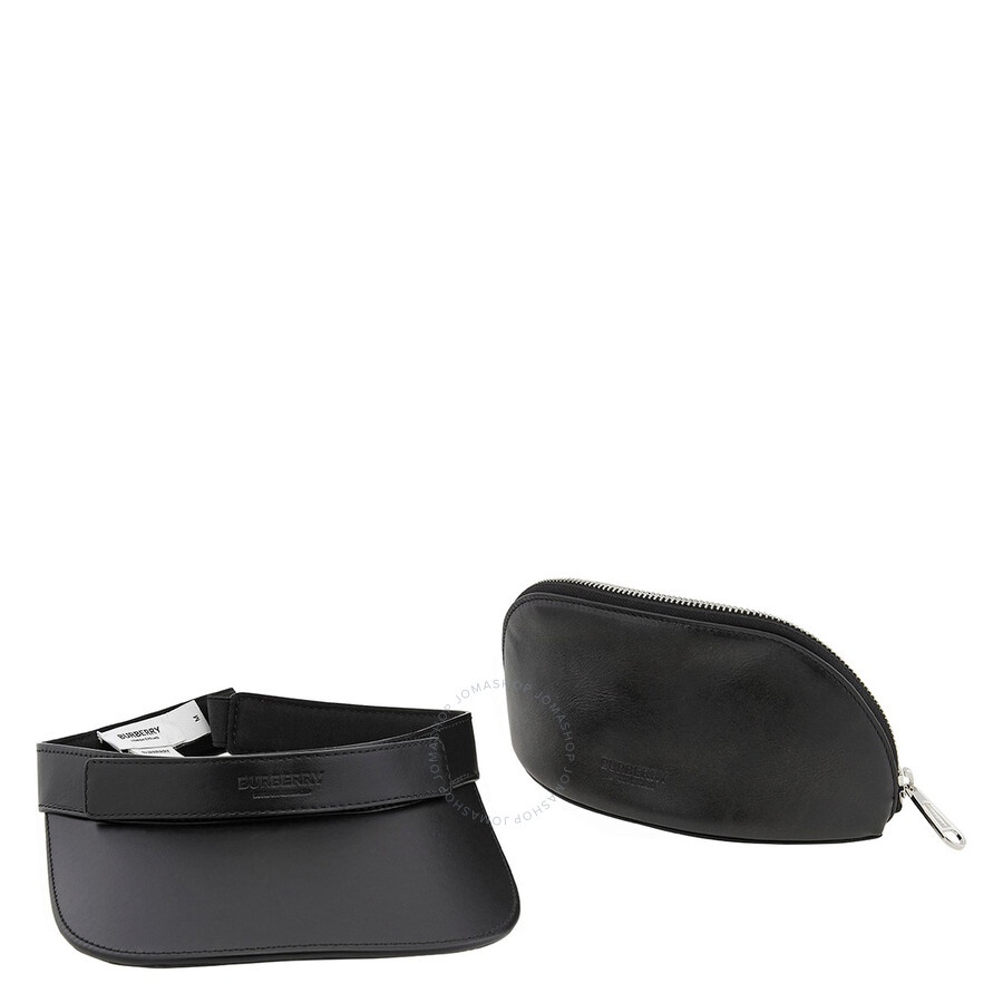Burberry Black Leather Zip-Pocket Visor - 6