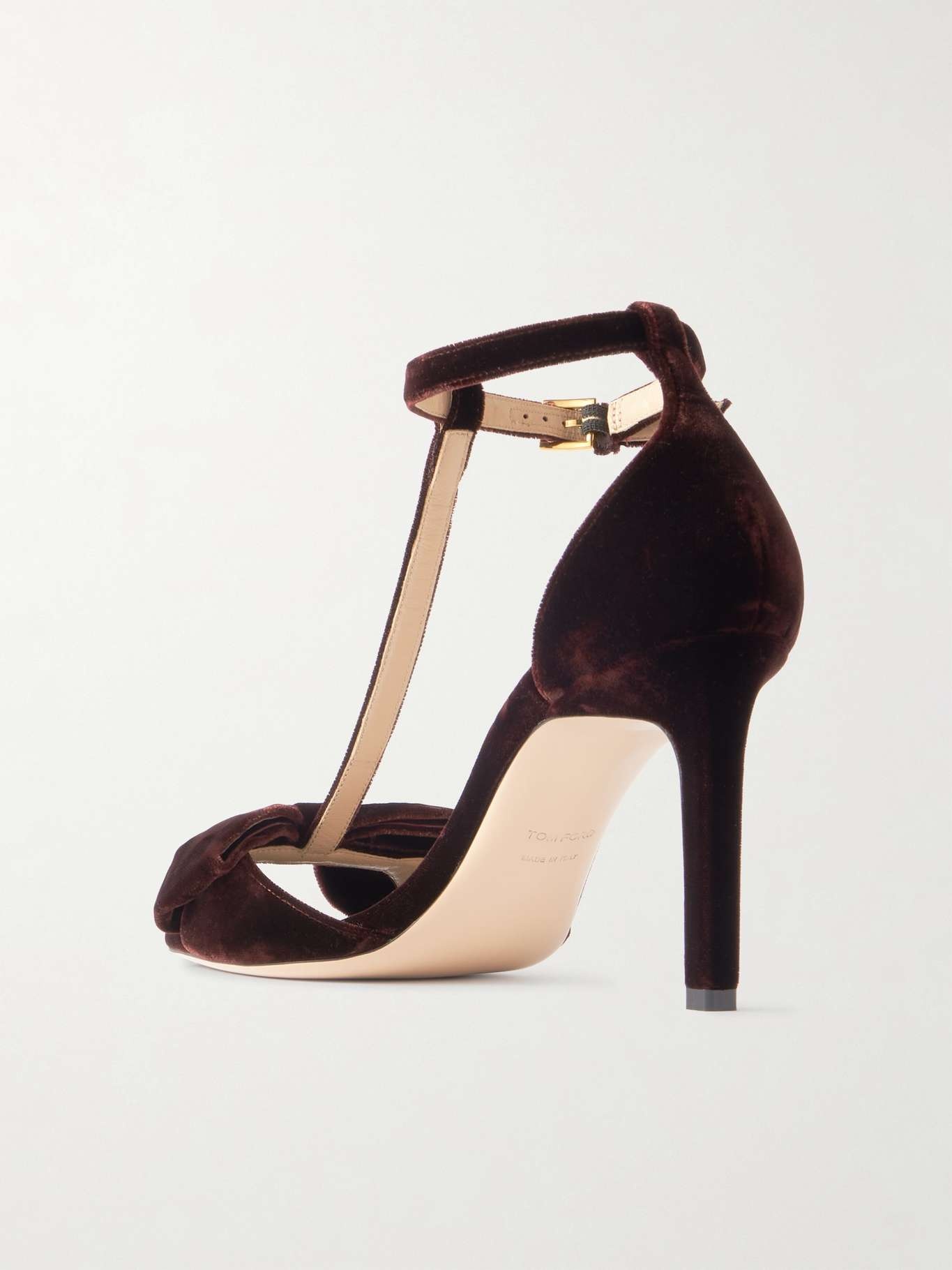 Brigitte bow-embellished velvet sandals Burgundy - 3