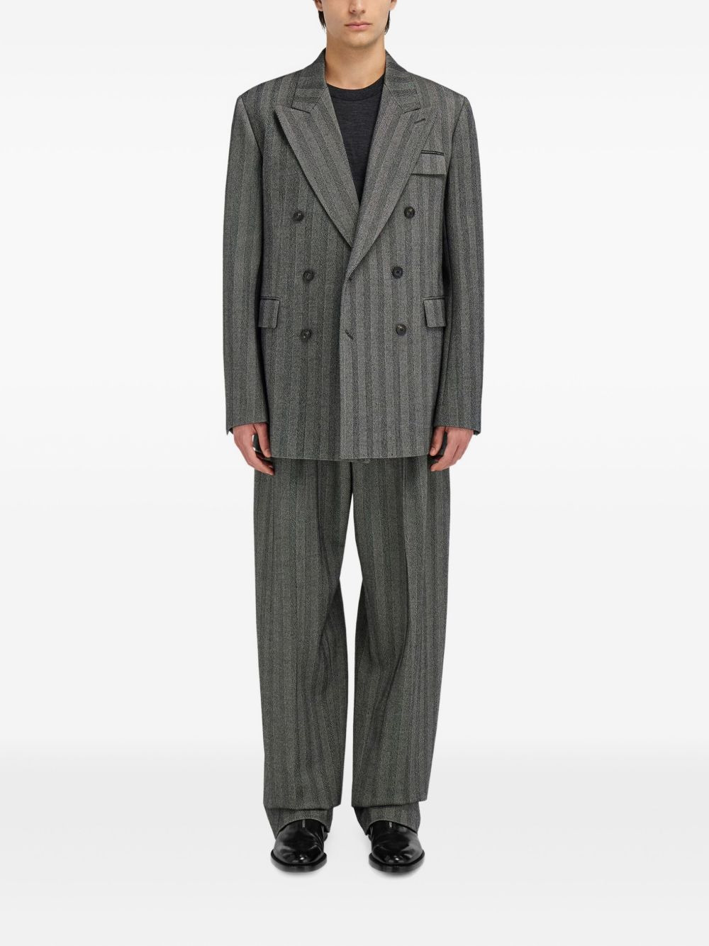 herringbone double-breasted blazer - 2