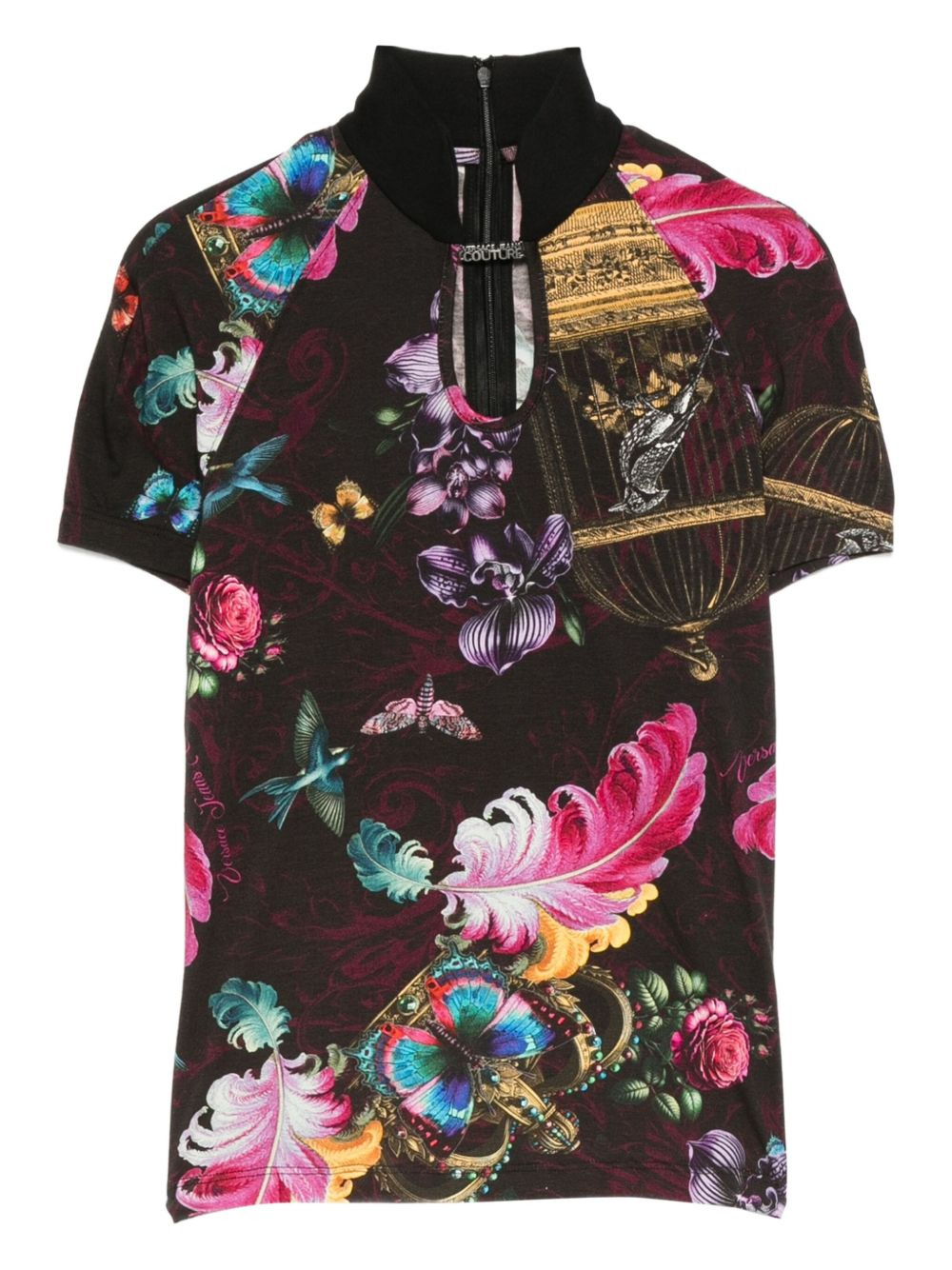 floral-print high-neck top - 1