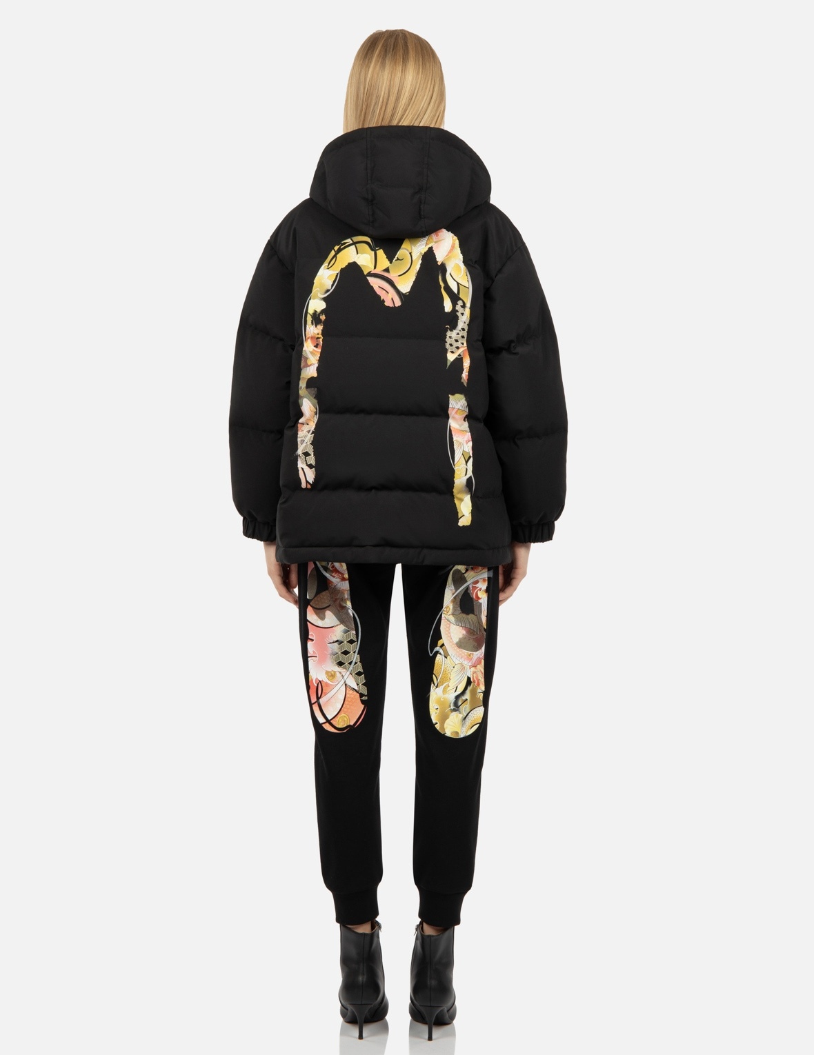 TATTOO KOI PATTERN DAICOCK PRINT DOWN JACKET - 5