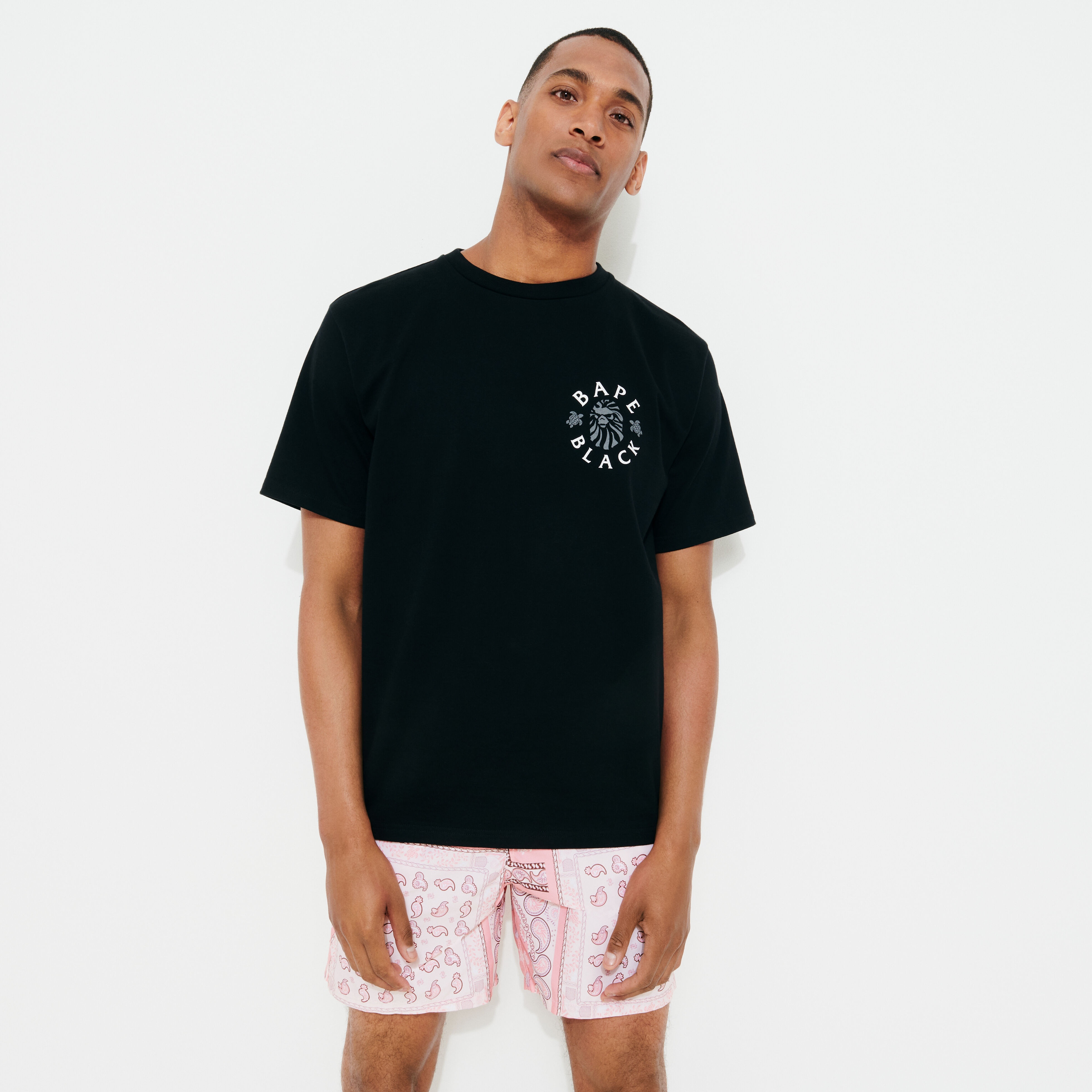 Men T-Shirt Logo Printed - Vilebrequin x BAPE® BLACK - 3