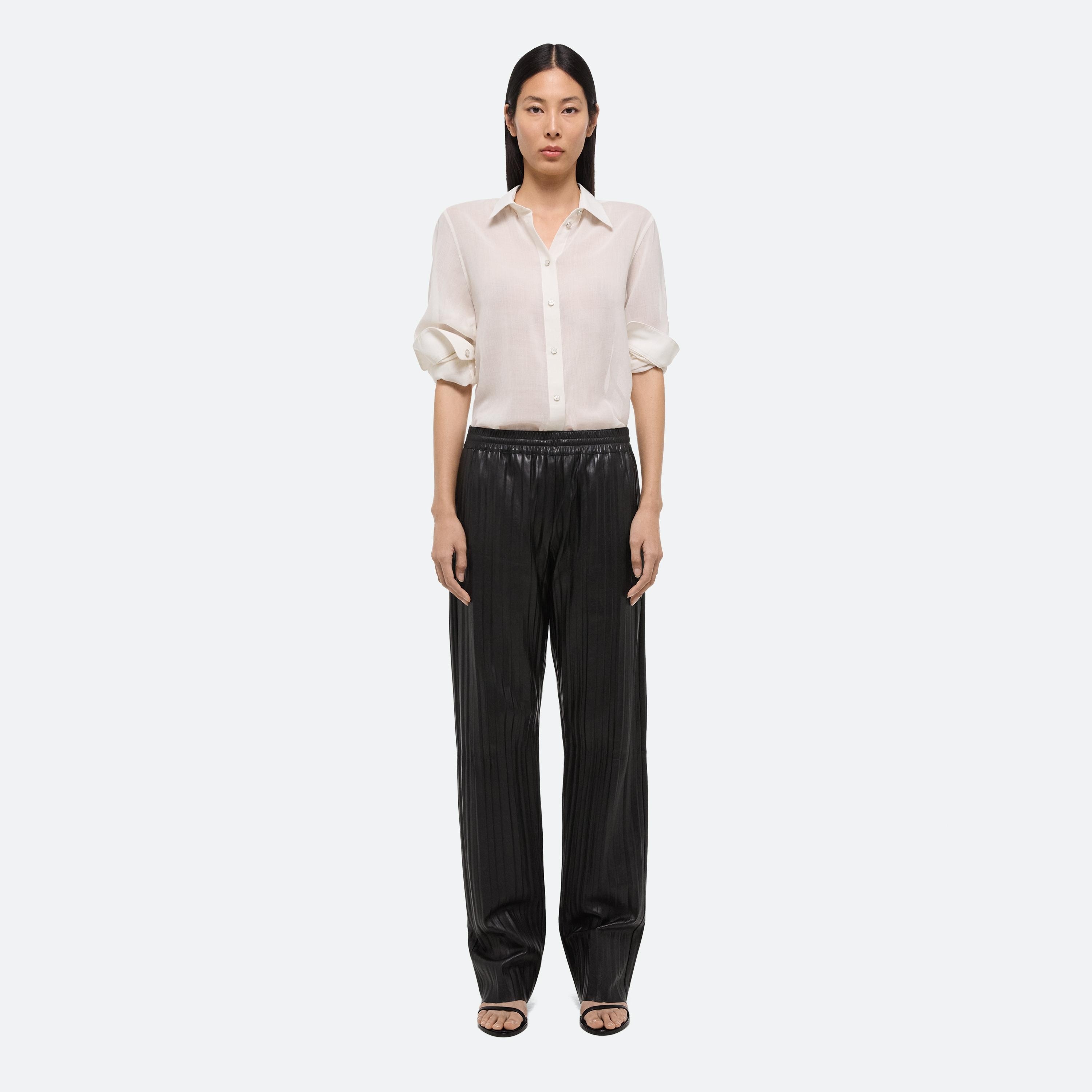 PLEATED LEATHER CAR TROUSER - 3
