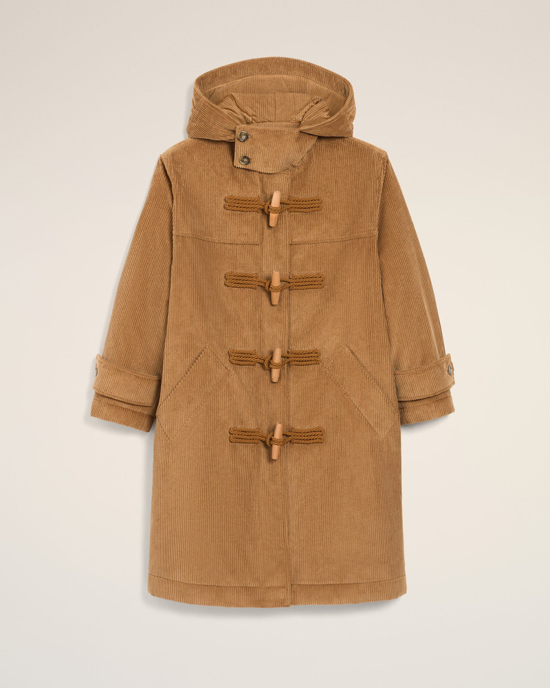 BROWN WOOL CORDUROY DUFFLE COAT 1