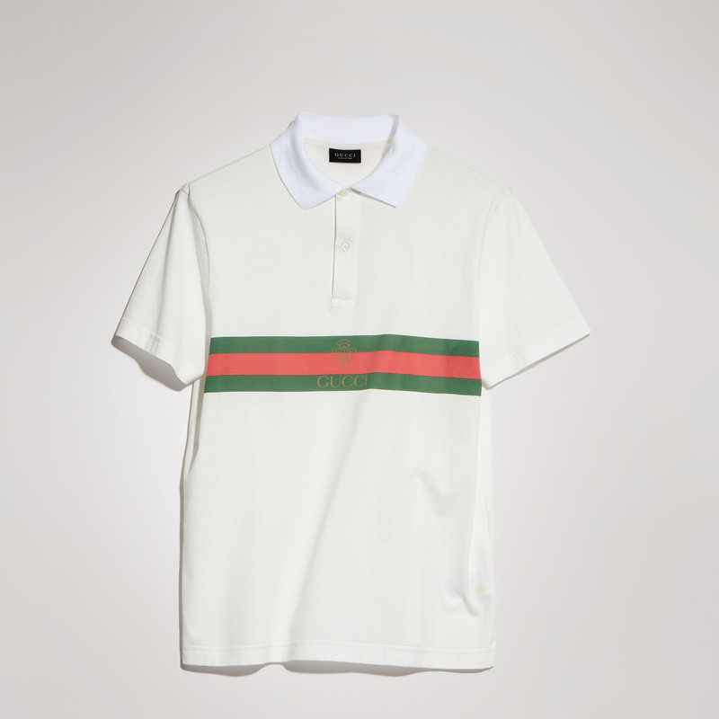 Cotton jersey polo shirt with Web - 1