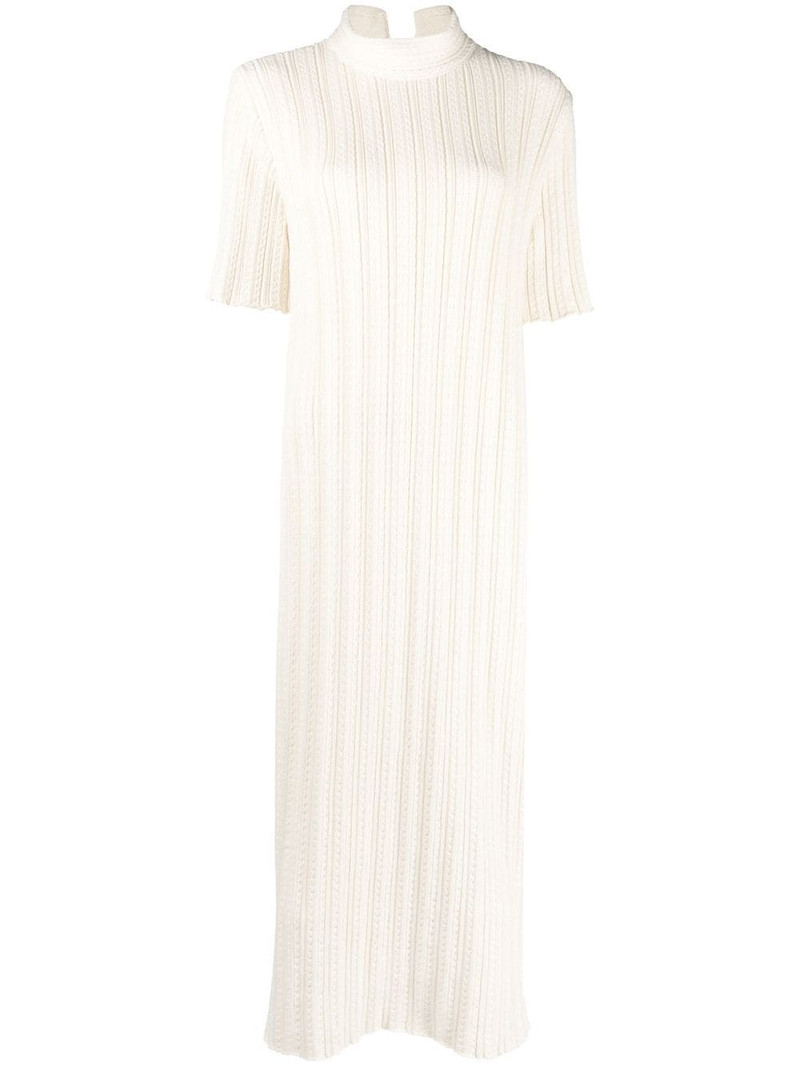 short-sleeve ribbed-knit dress 1