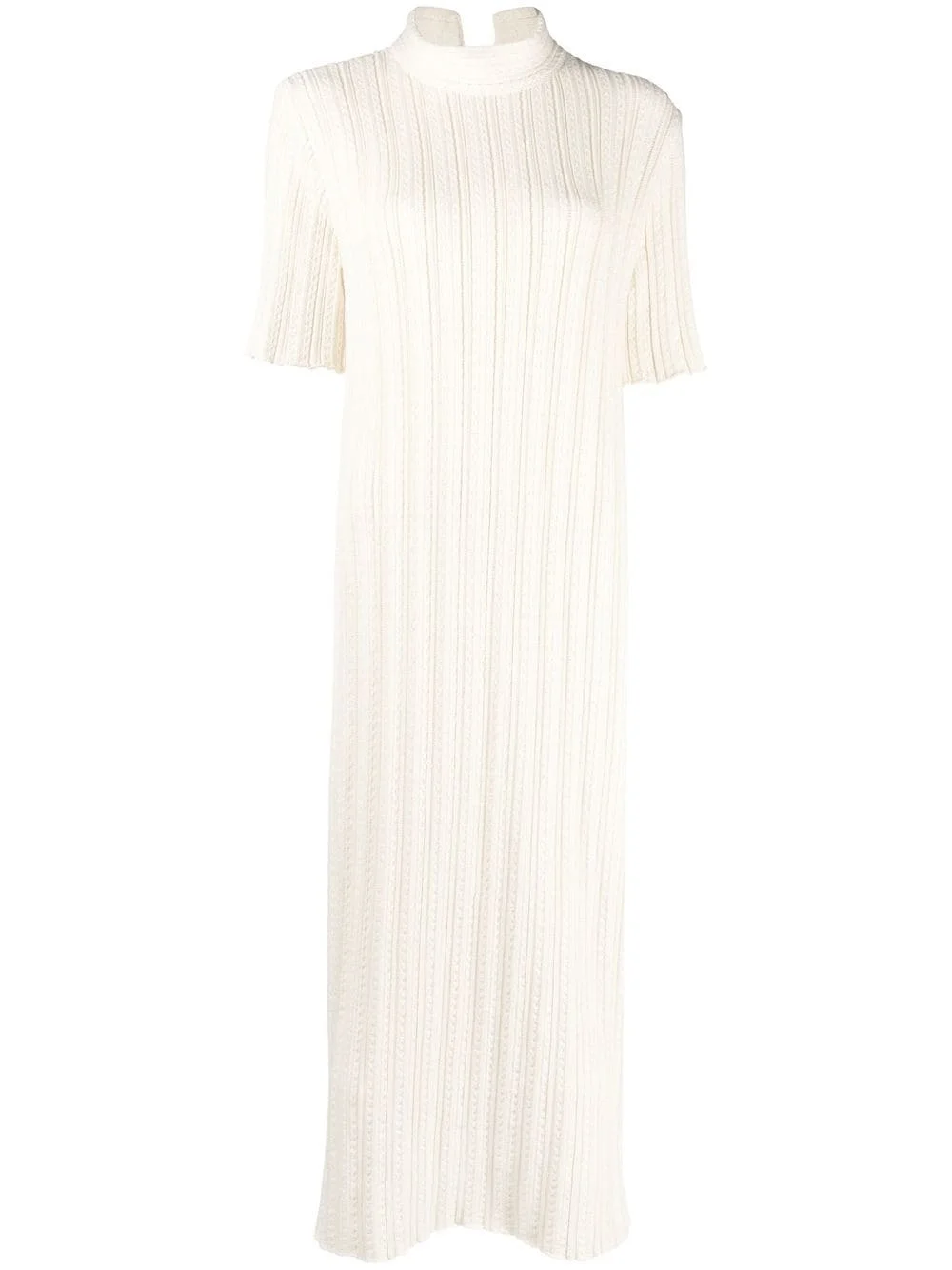 short-sleeve ribbed-knit dress - 1