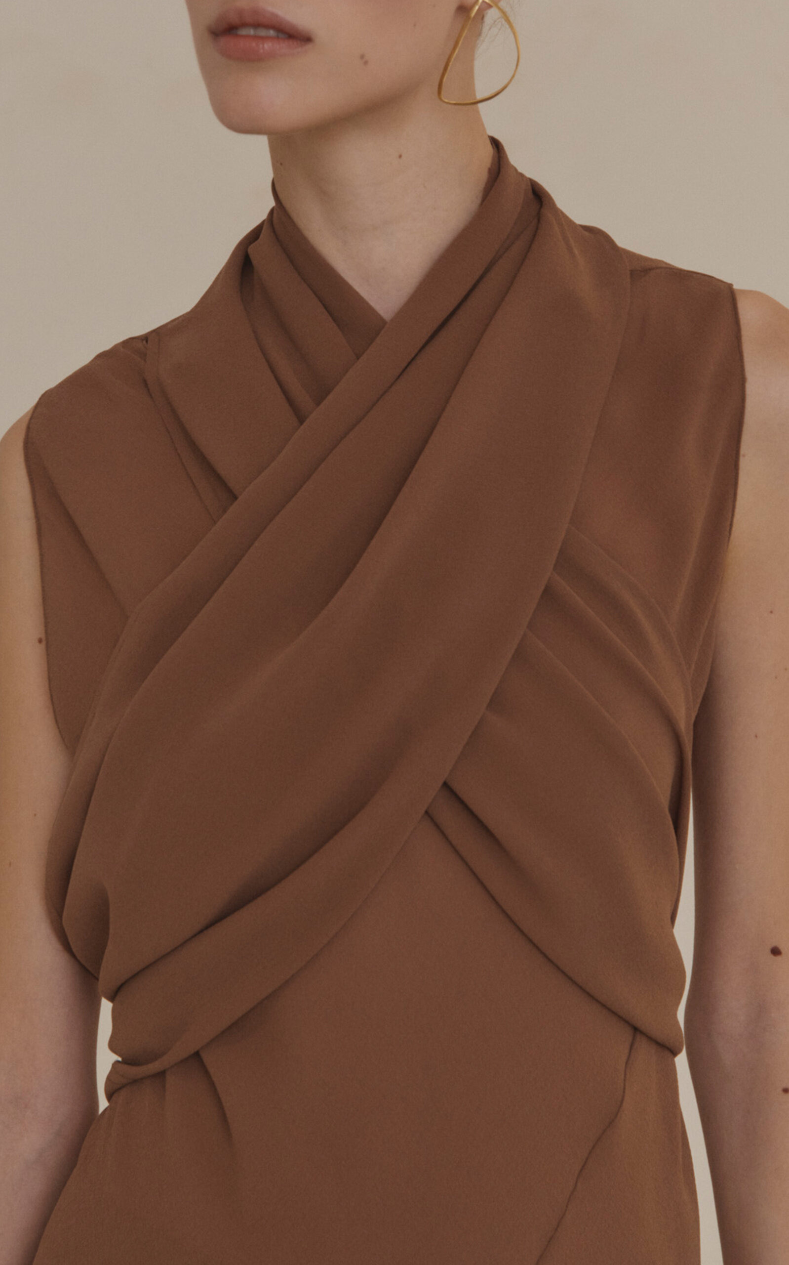 Serene Silk Scarf-Detail Top brown - 3