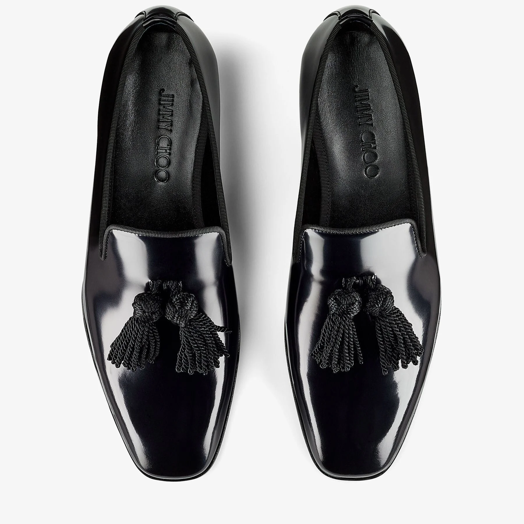JIMMY CHOO Foxley/M Black Soft Shiny Calf Leather Loafers 