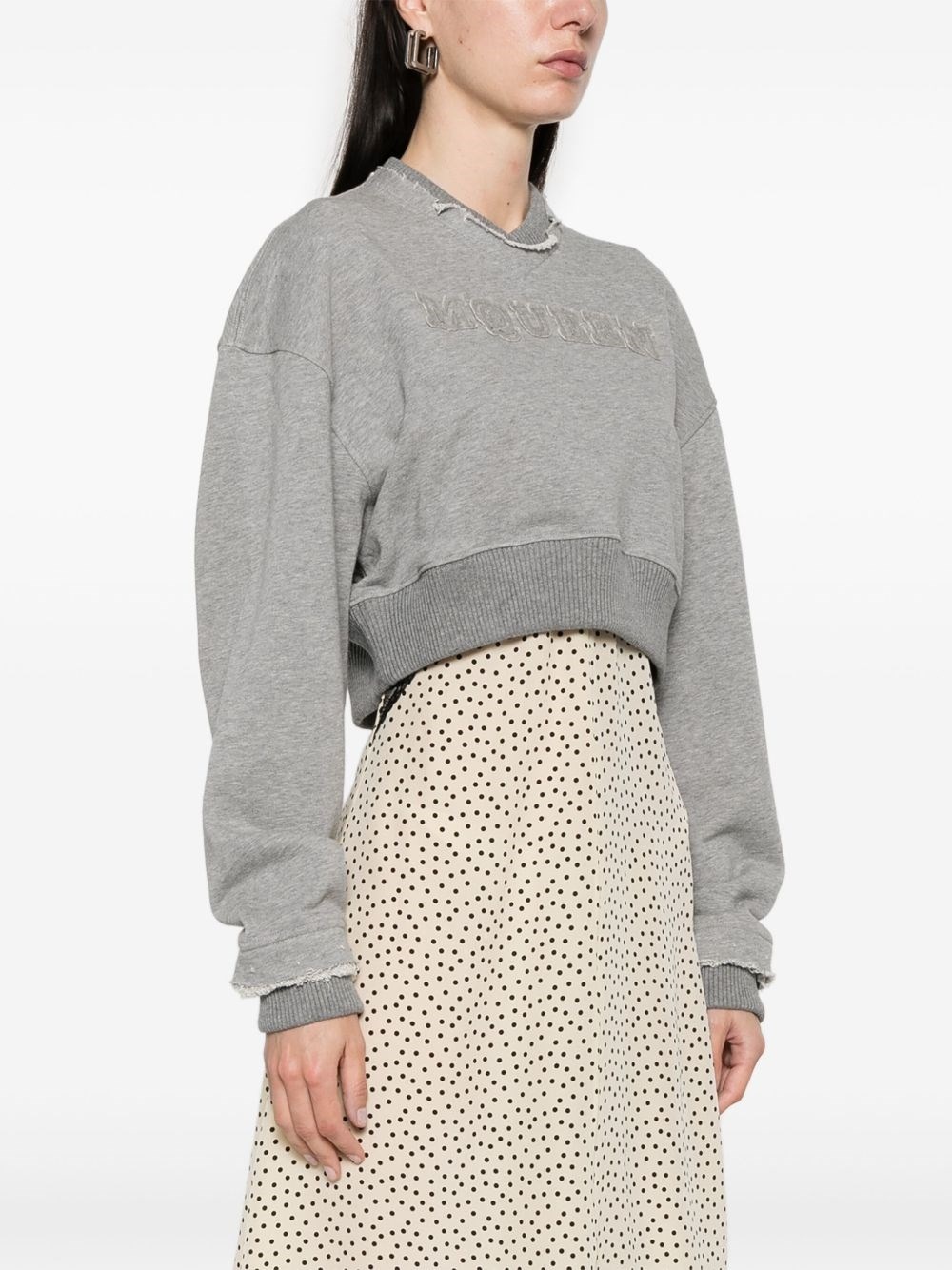 Logo cotton cropped sweatshirt - 4