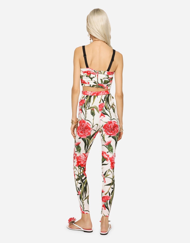 Carnation-print charmeuse leggings - 3
