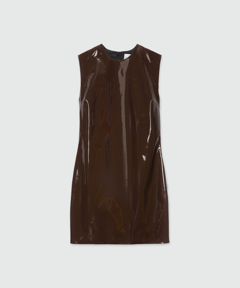 Brown vinyl minidress 1