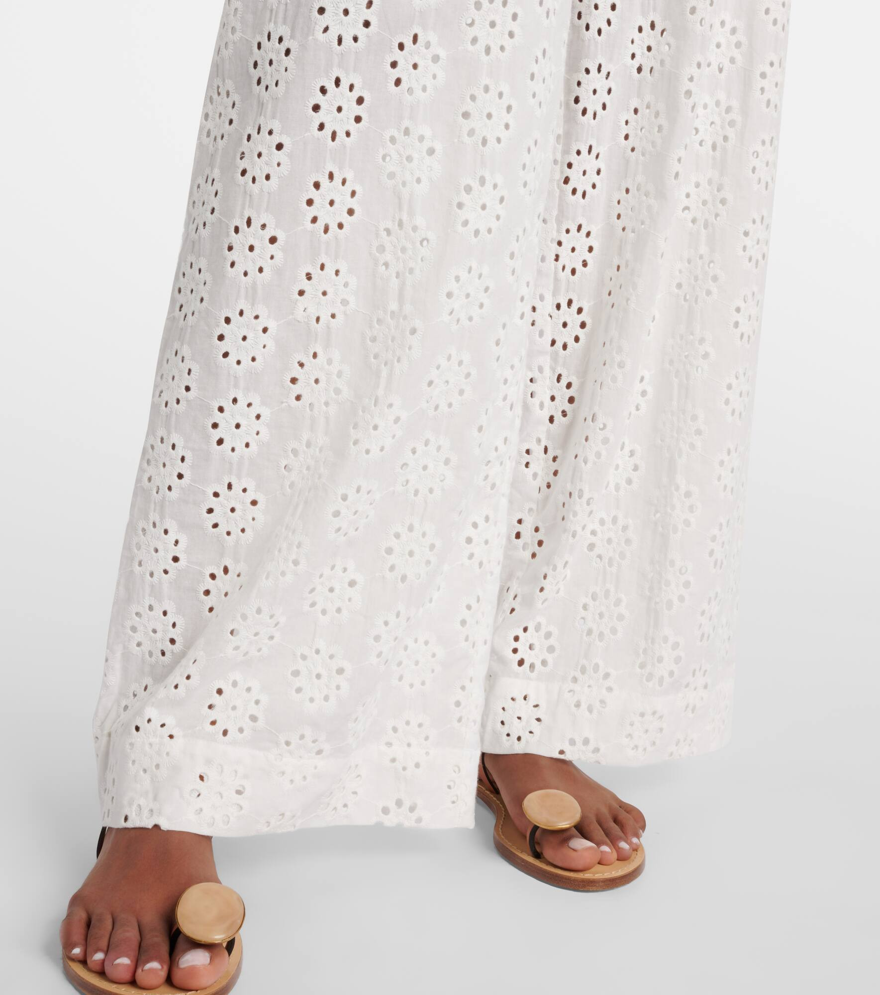 Bonfire eyelet cotton wide-leg pants - 5