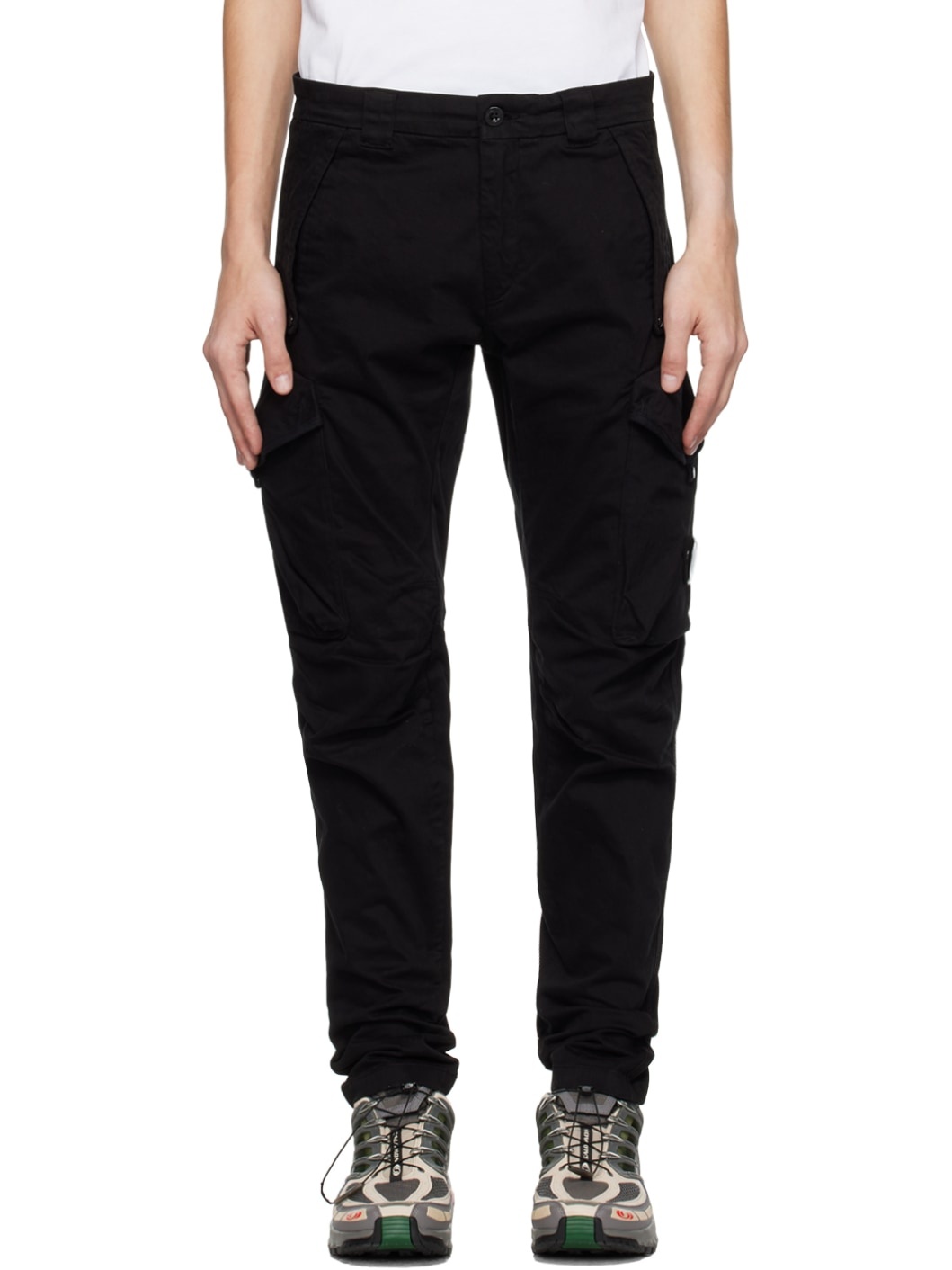 Black Garment-Dyed Cargo Pants - 1