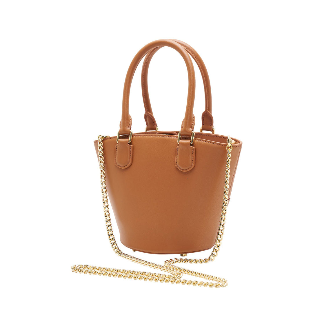 Tan Leather Charm Tote Bag - 5