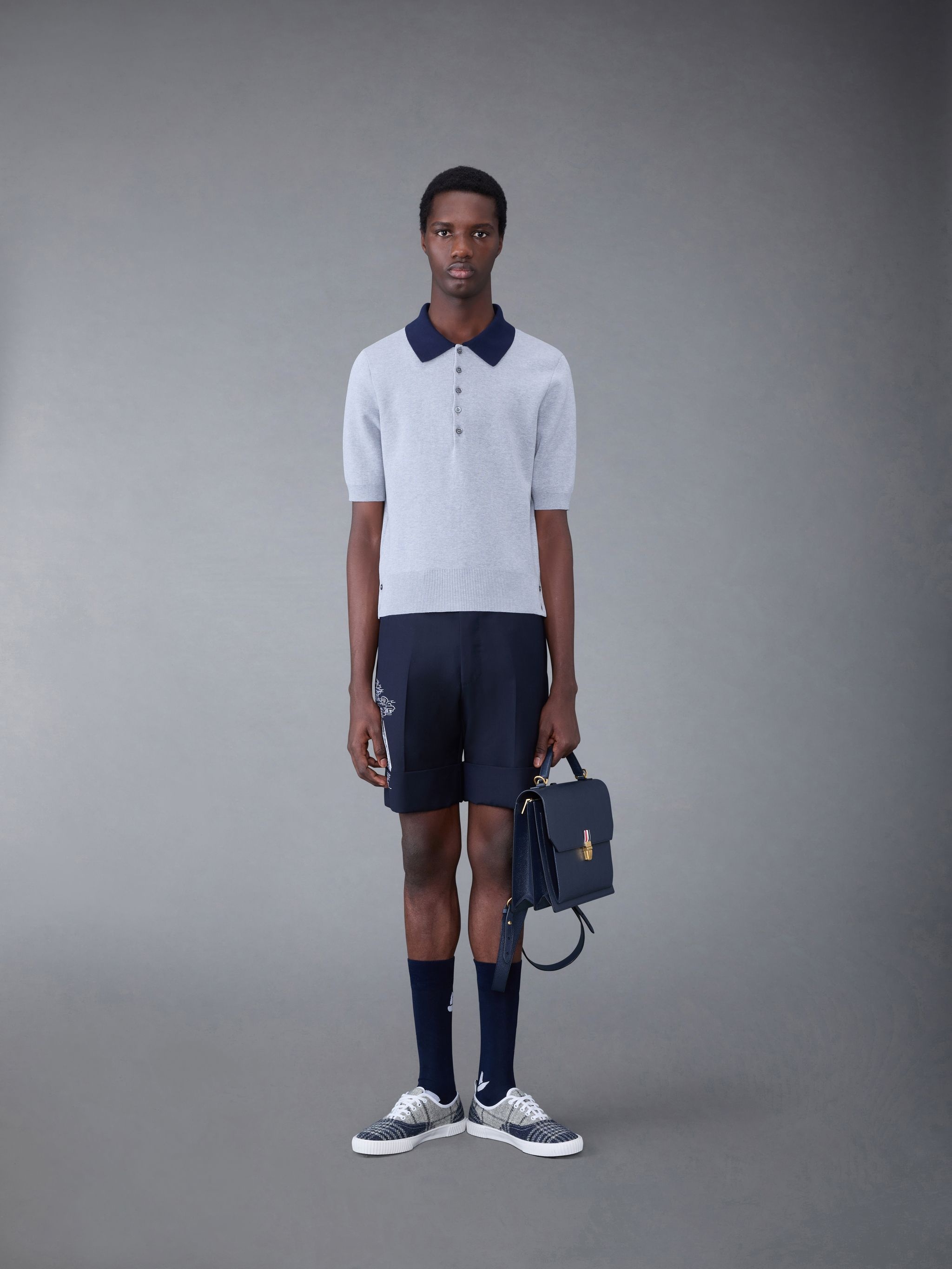 Thom Browne Cotton Milano Contrast Short Sleeve Polo