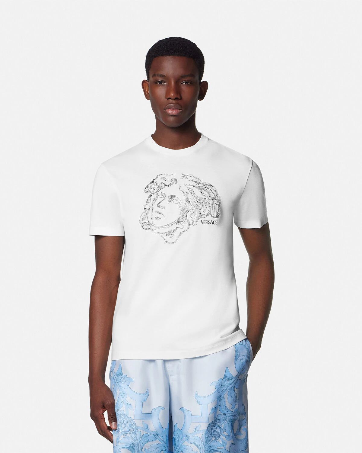 Crystal Embroidered Medusa Study T-Shirt - 4