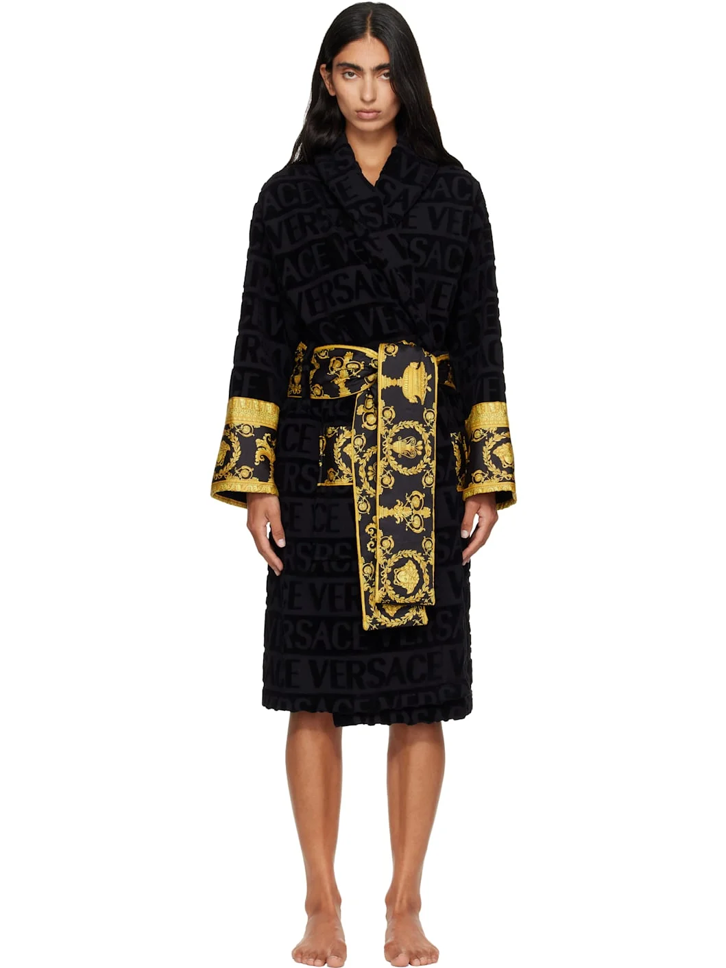 Black 'I Heart Baroque' Bathrobe - 1