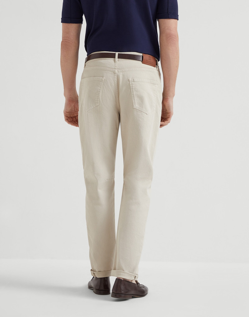 Brunello Cucinelli Garment-dyed comfort denim leisure fit five-pocket trousers outlook