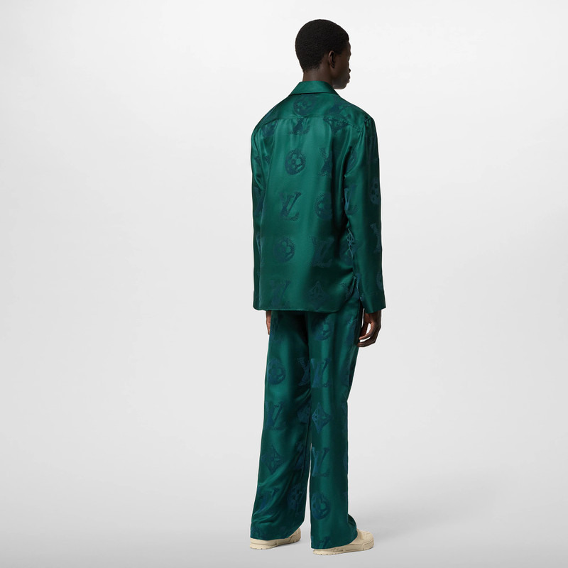 Monogram Flocked Silk Long-Sleeved Shirt 3