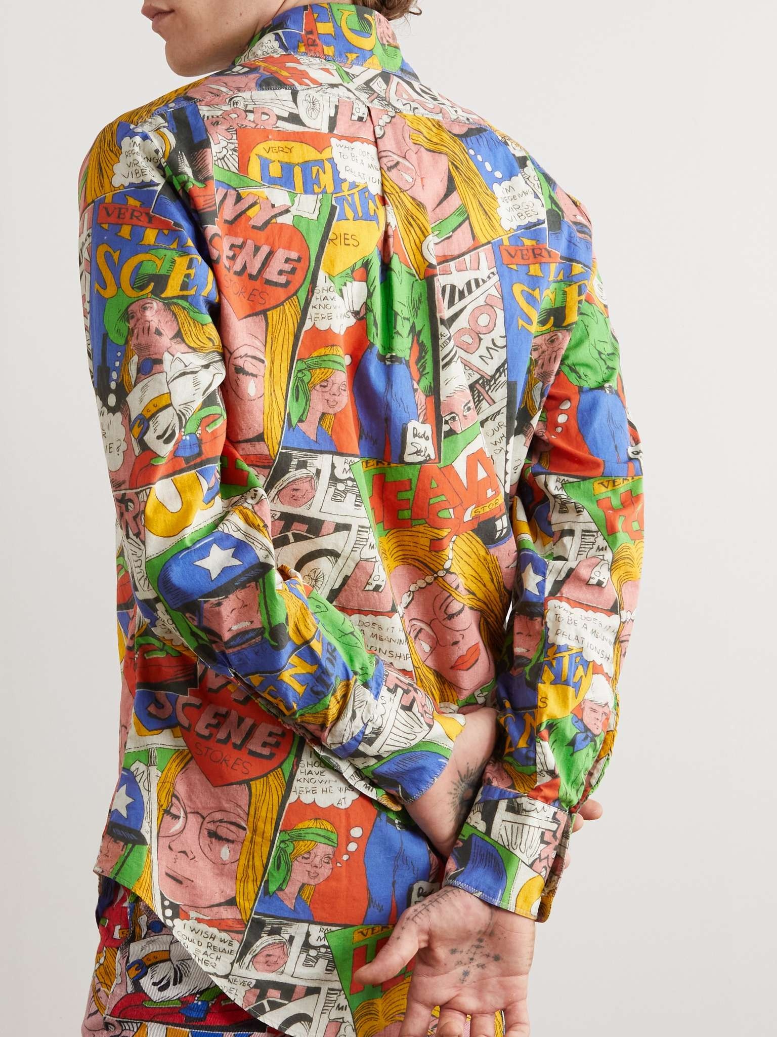 Cutaway-Collar Printed Cotton Shirt - 5