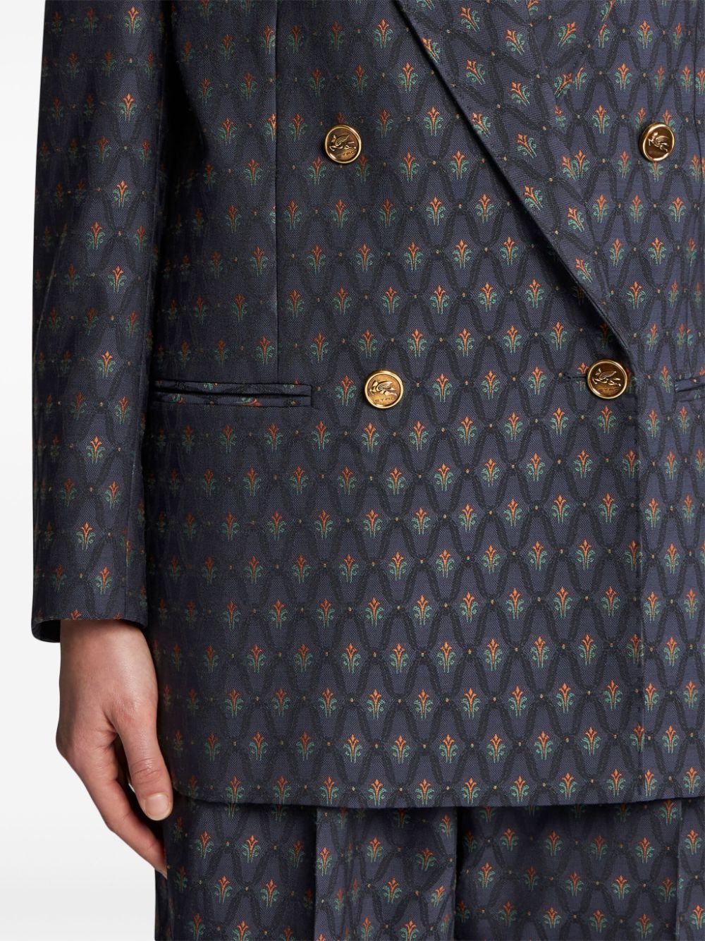 double-breasted wool jacquard jacket - 5