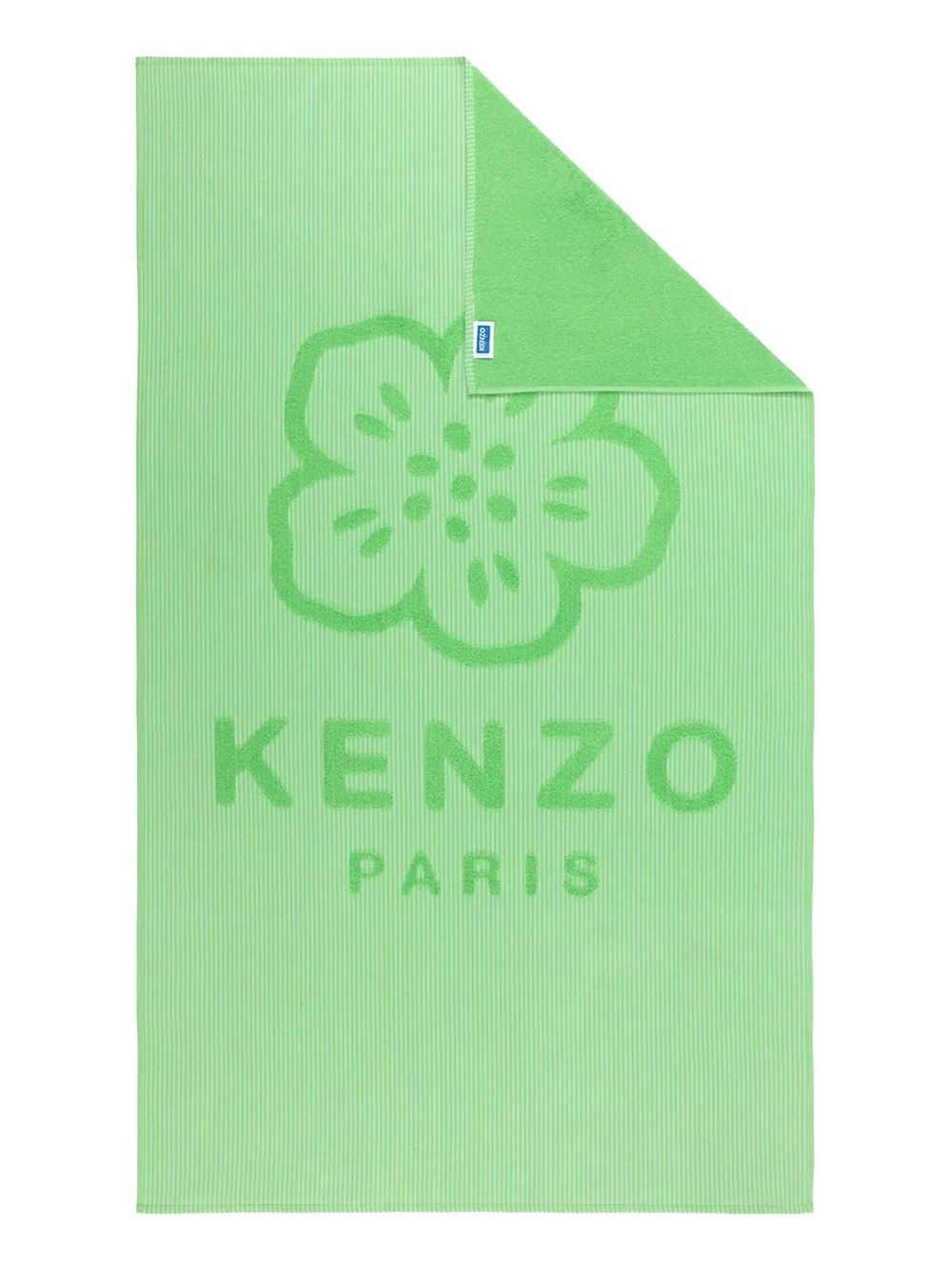 flower-logo striped towel - 2