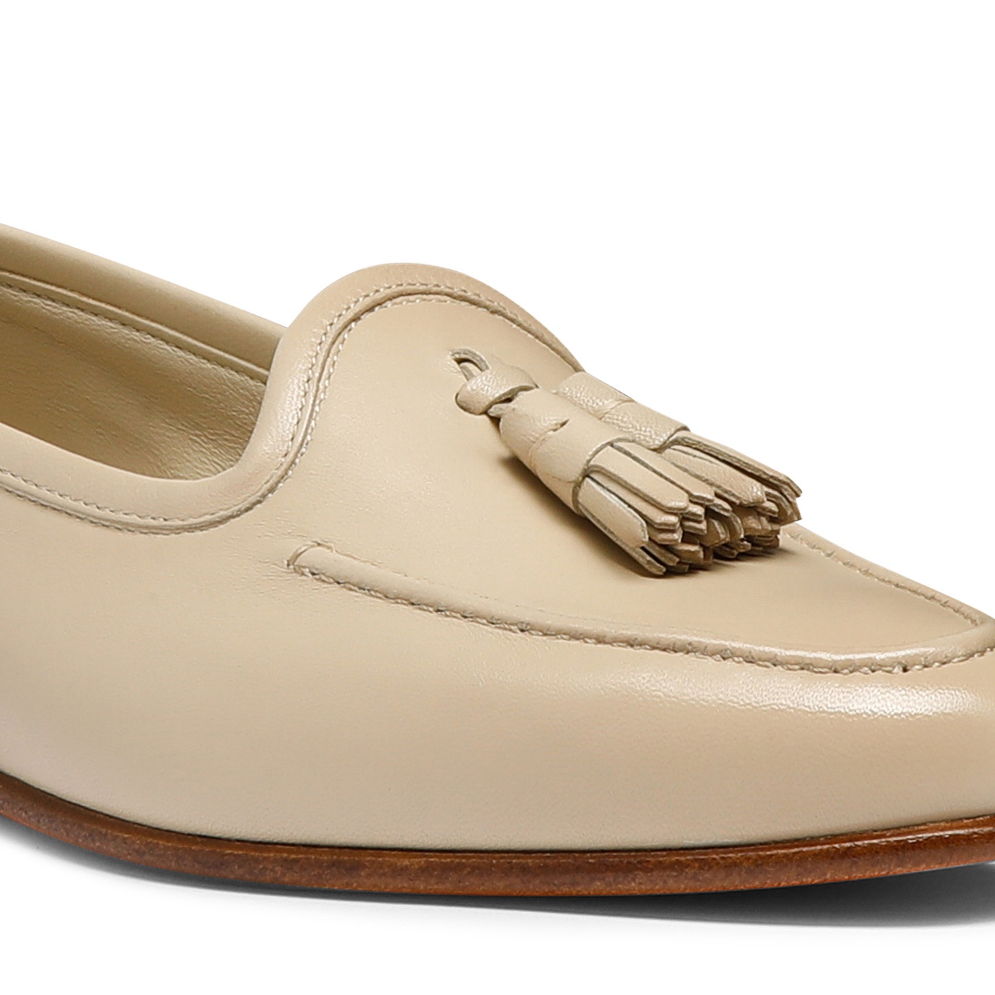 Women's white leather Andrea tassel loafer - 5