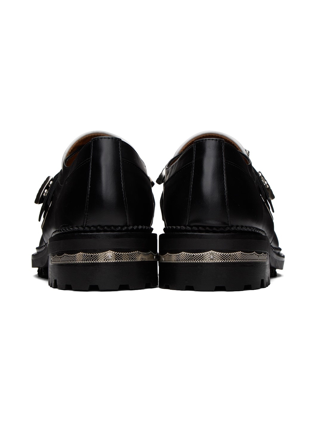 SSENSE Exclusive Black & White Hard Leather Monkstraps - 2