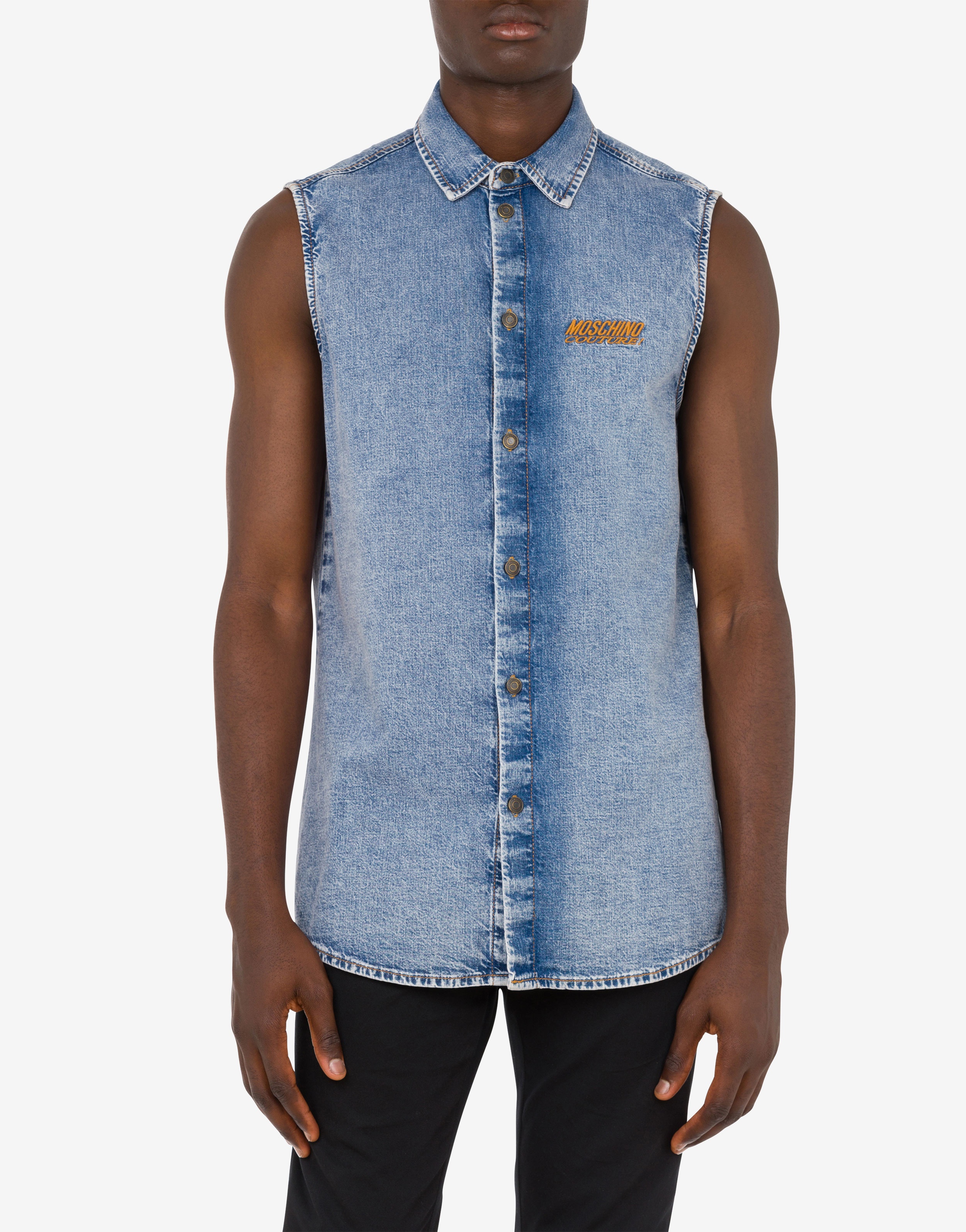 CHAMBRAY SLEEVELESS SHIRT - 2