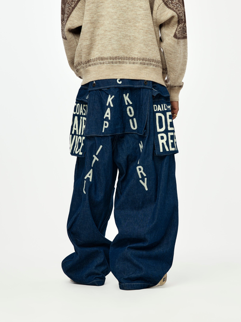 Kapital 11.5OZ DENIM JUMBO MONKEY PANTS (FACTORY-REPAIR & EMBROIDERY) outlook