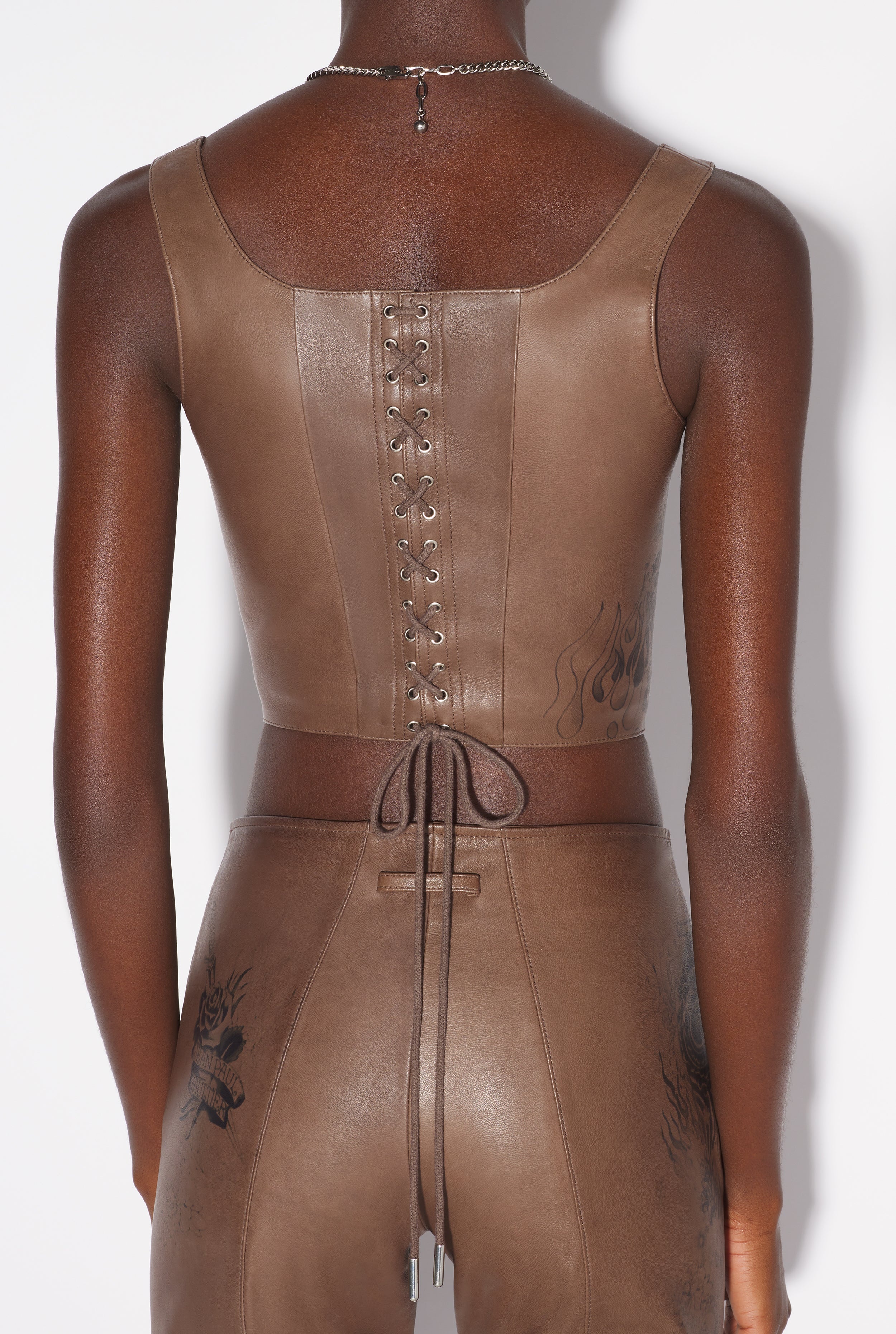THE EBONY TATTOO LEATHER BUSTIER - 5