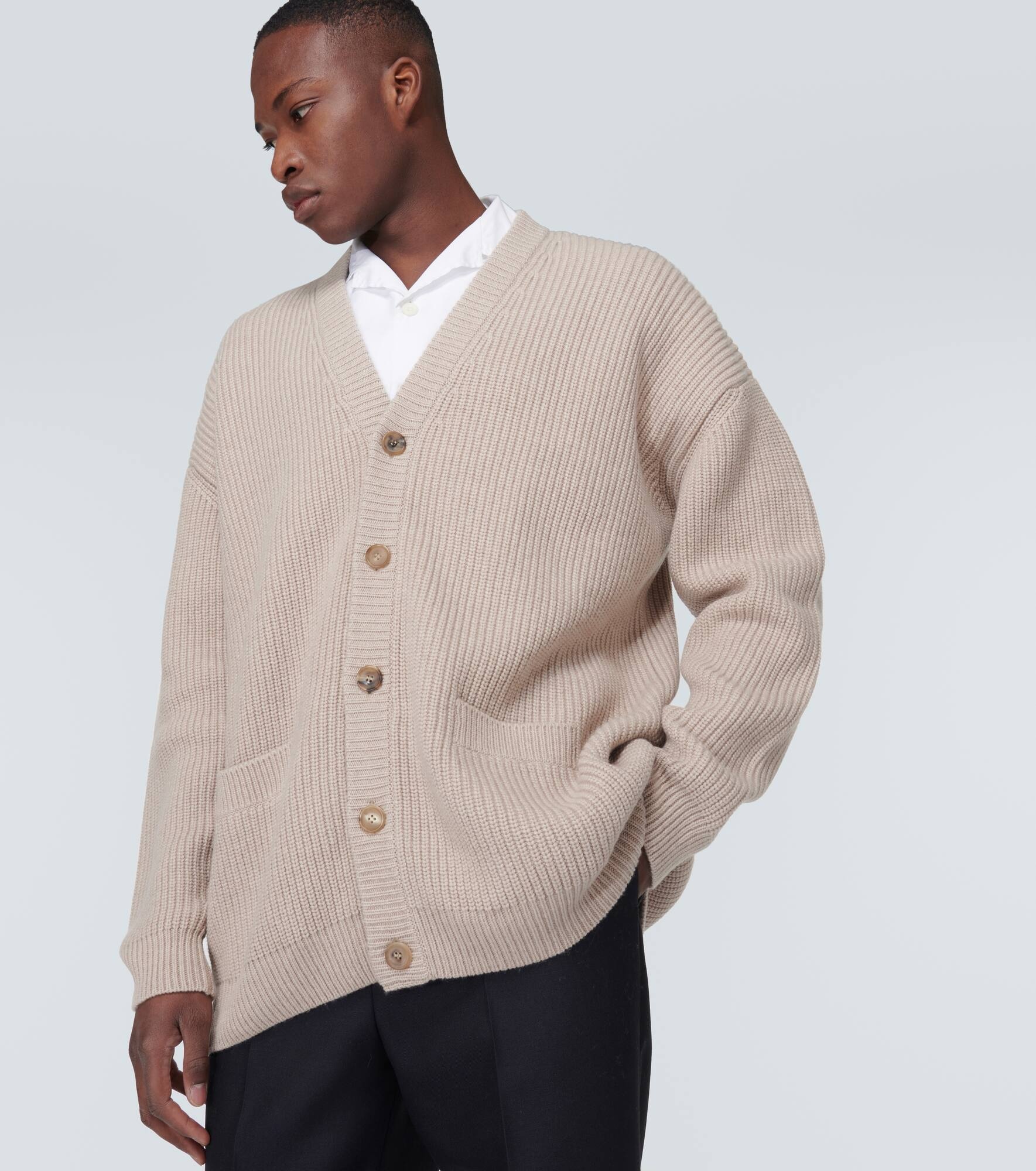 Oversized ribbed-knit cashmere cardigan - 5