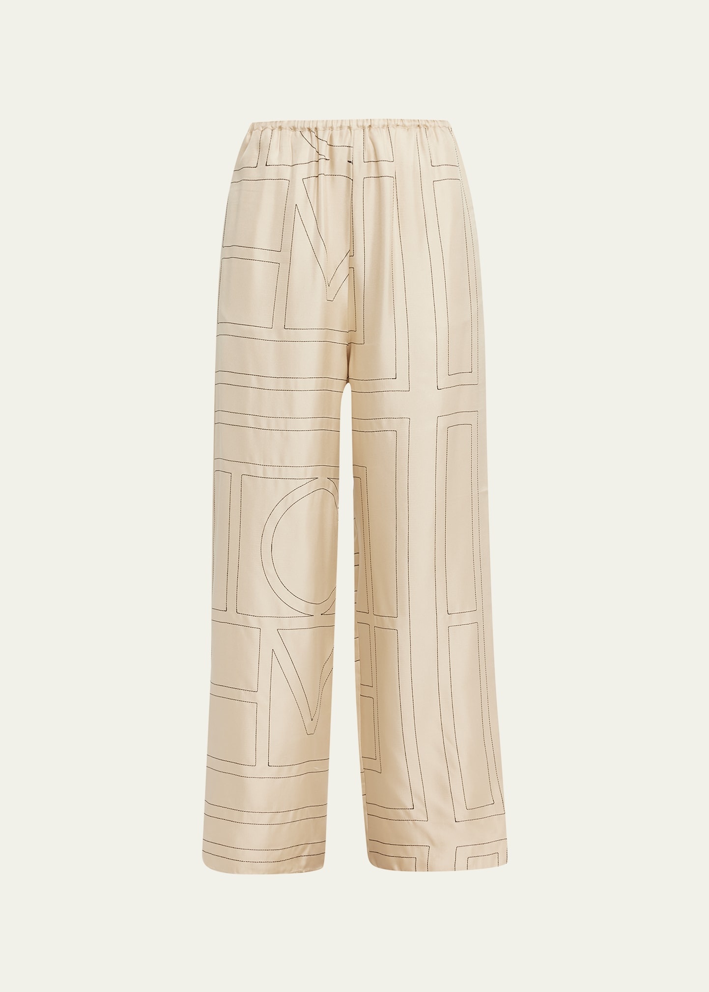 Monogram-Embroidered Silk Pajama Pants - 2