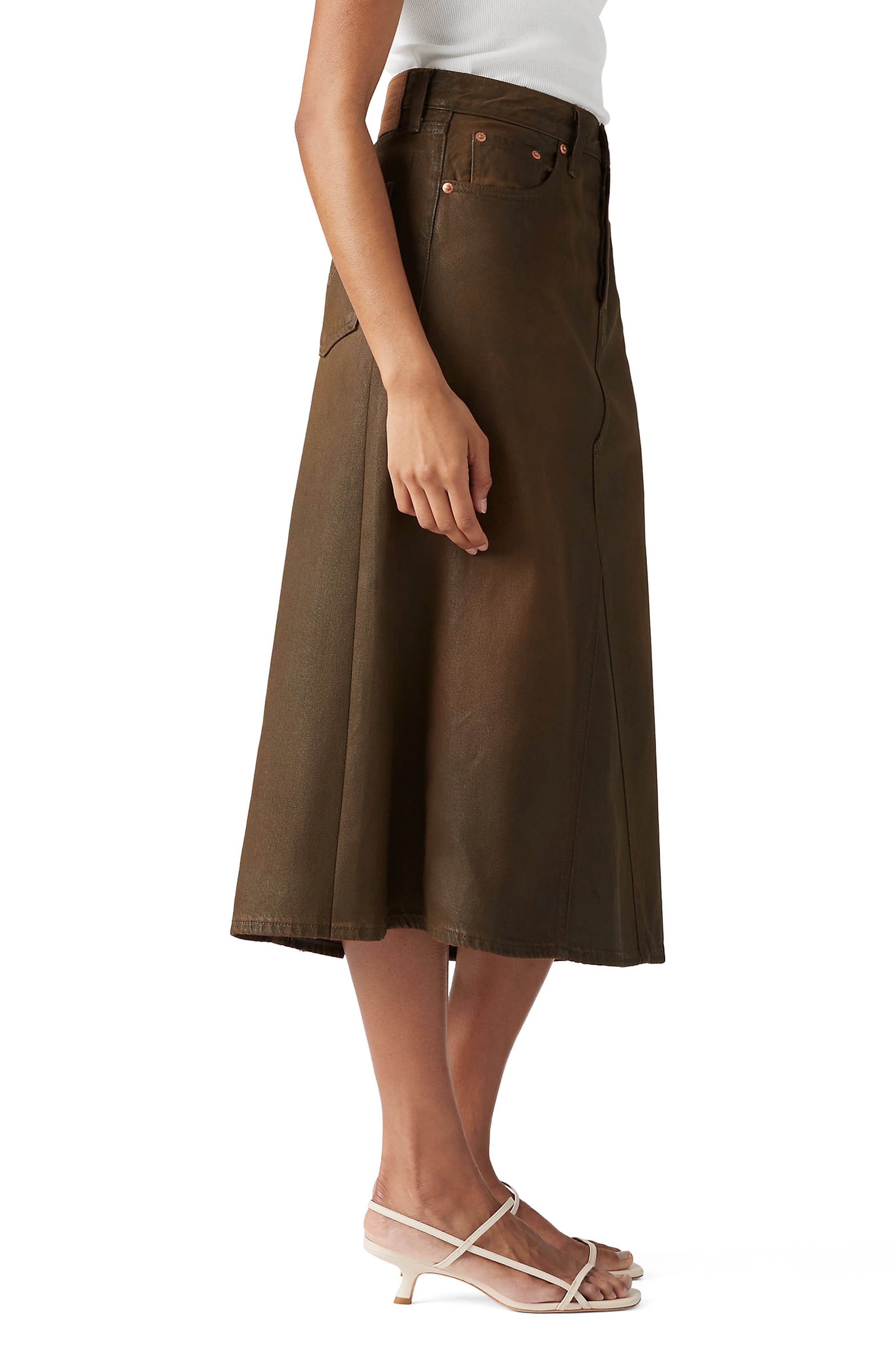 levi's Pay Day Coated Denim Midi Skirt in Pay Day Skirt at Nordstrom - 3