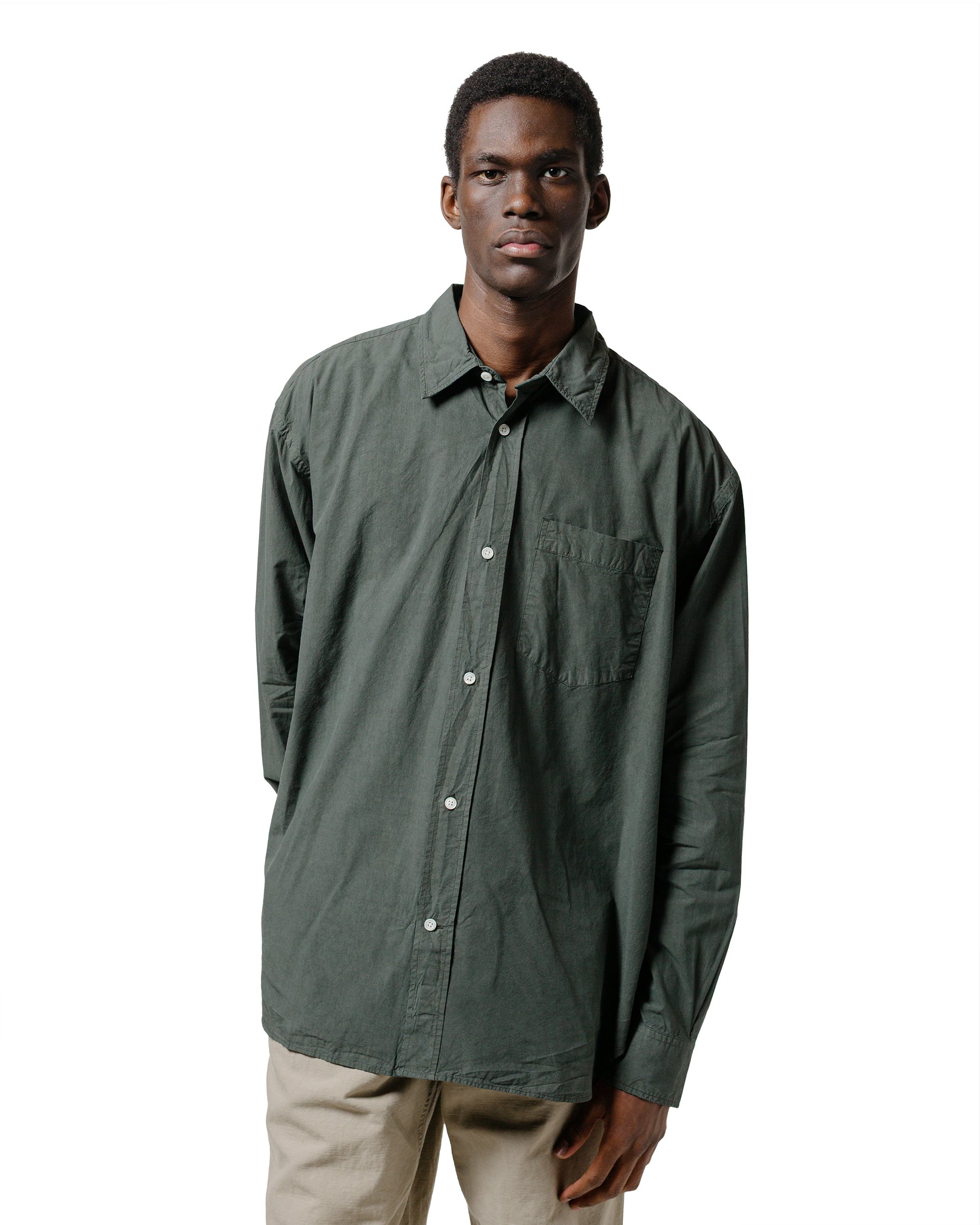 Mo Cotton Tencel Shirt Black Olive - 2