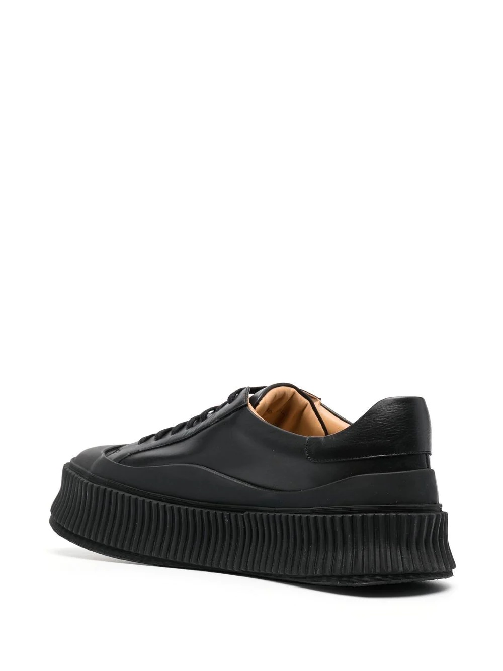 lace-up leather platform sneakers - 3
