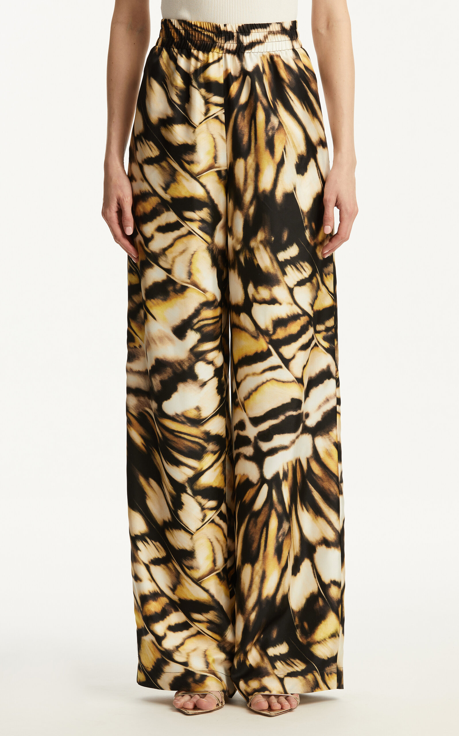 Silk Twill Wide-Leg Pants print - 5