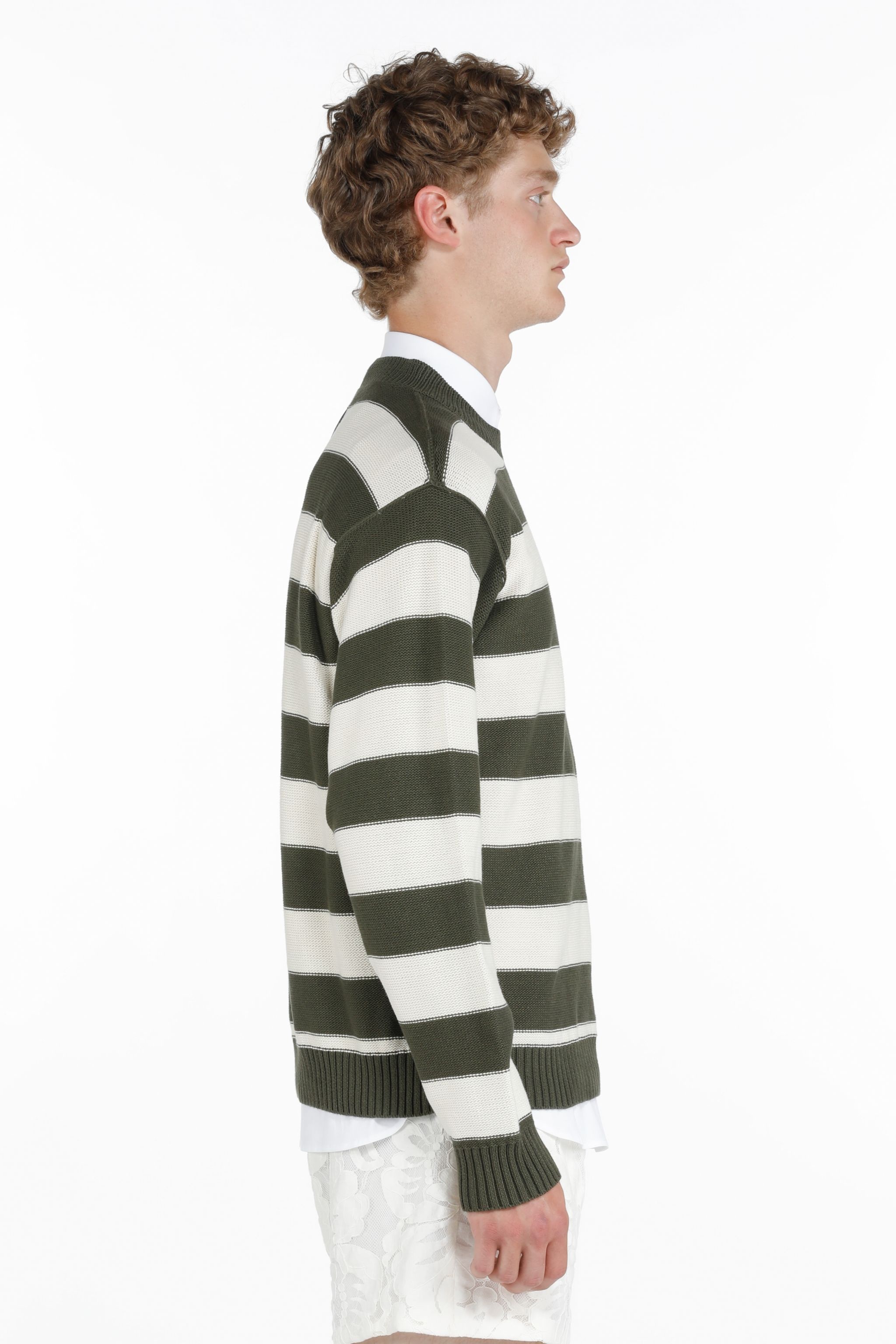BUTTON-SHOULDER STRIPED SWEATER - 3